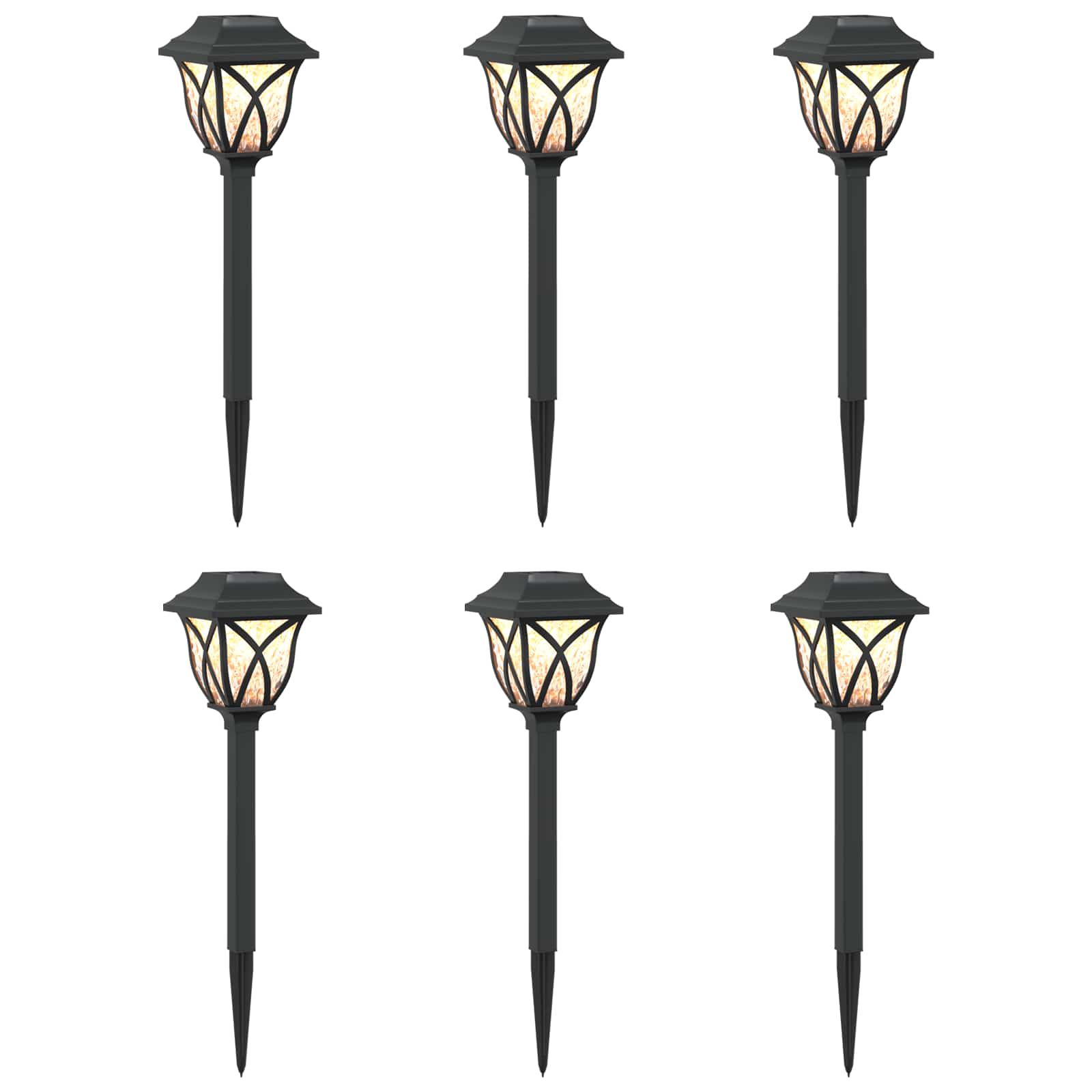 Buitenzonne-lampen met grondpin 6 st Warmwit 42 cm PP