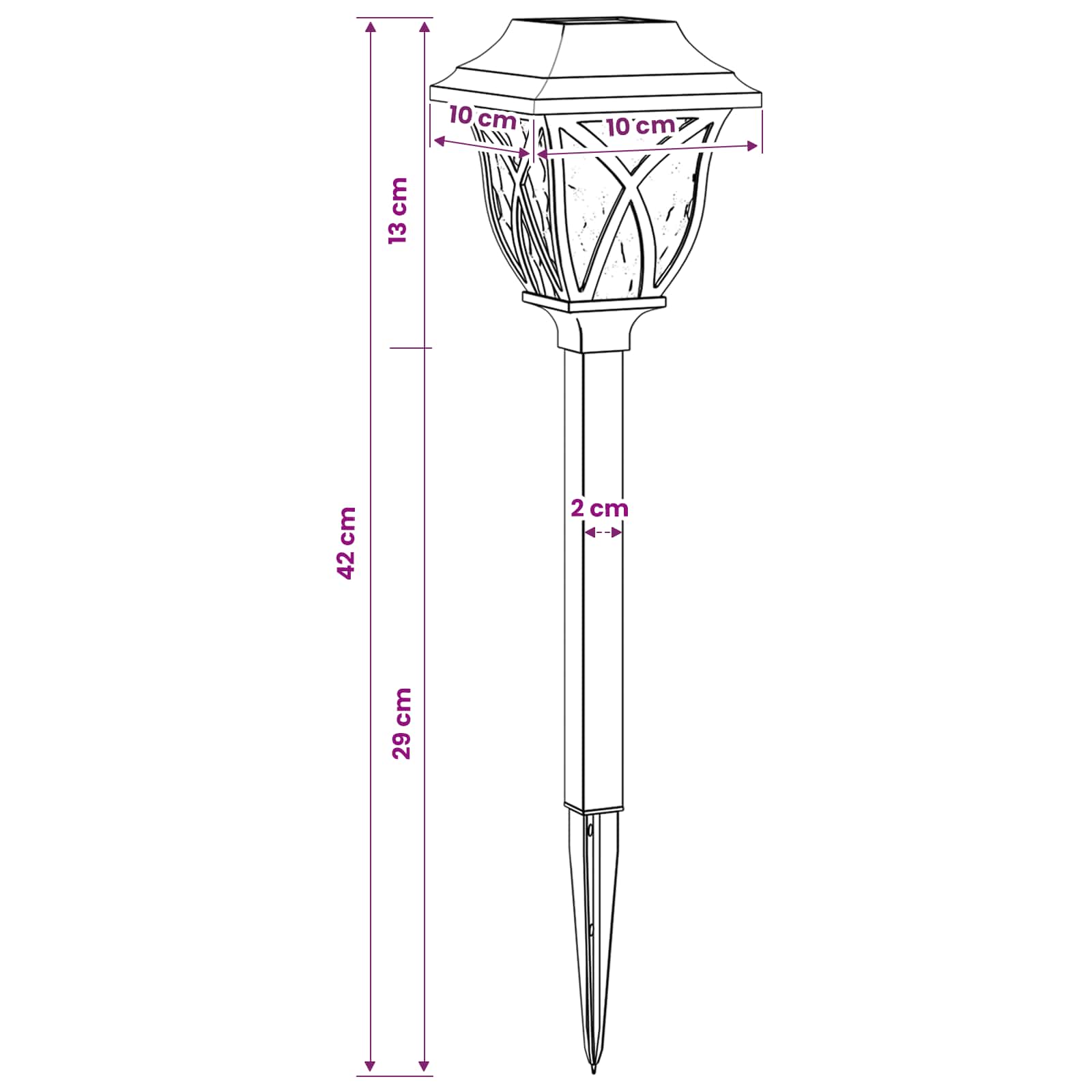 Buitenzonne-lampen met grondpin 6 st Warmwit 42 cm PP