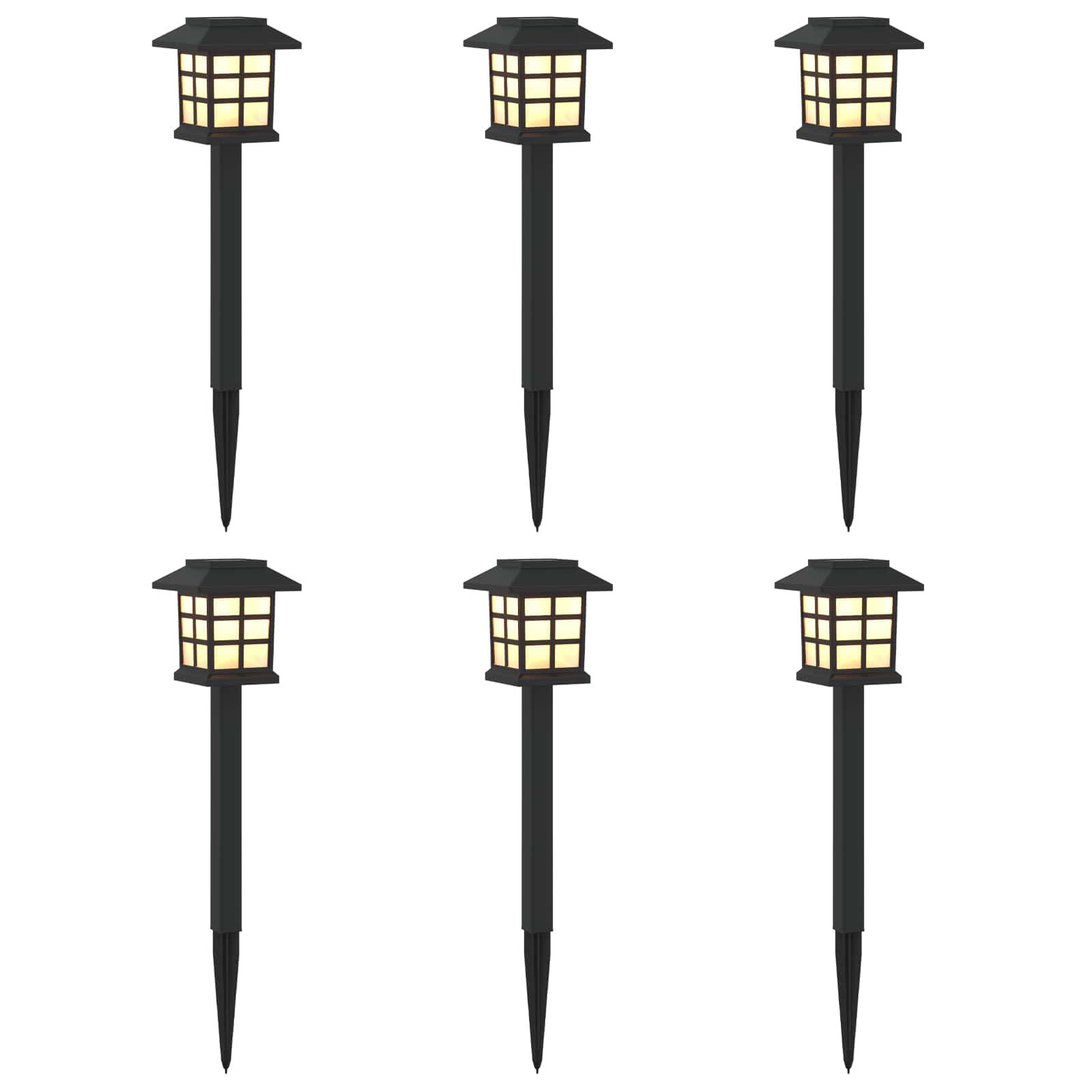 Buitenzonne-lampen met grondpin 6 st Warmwit 38,5 cm PP