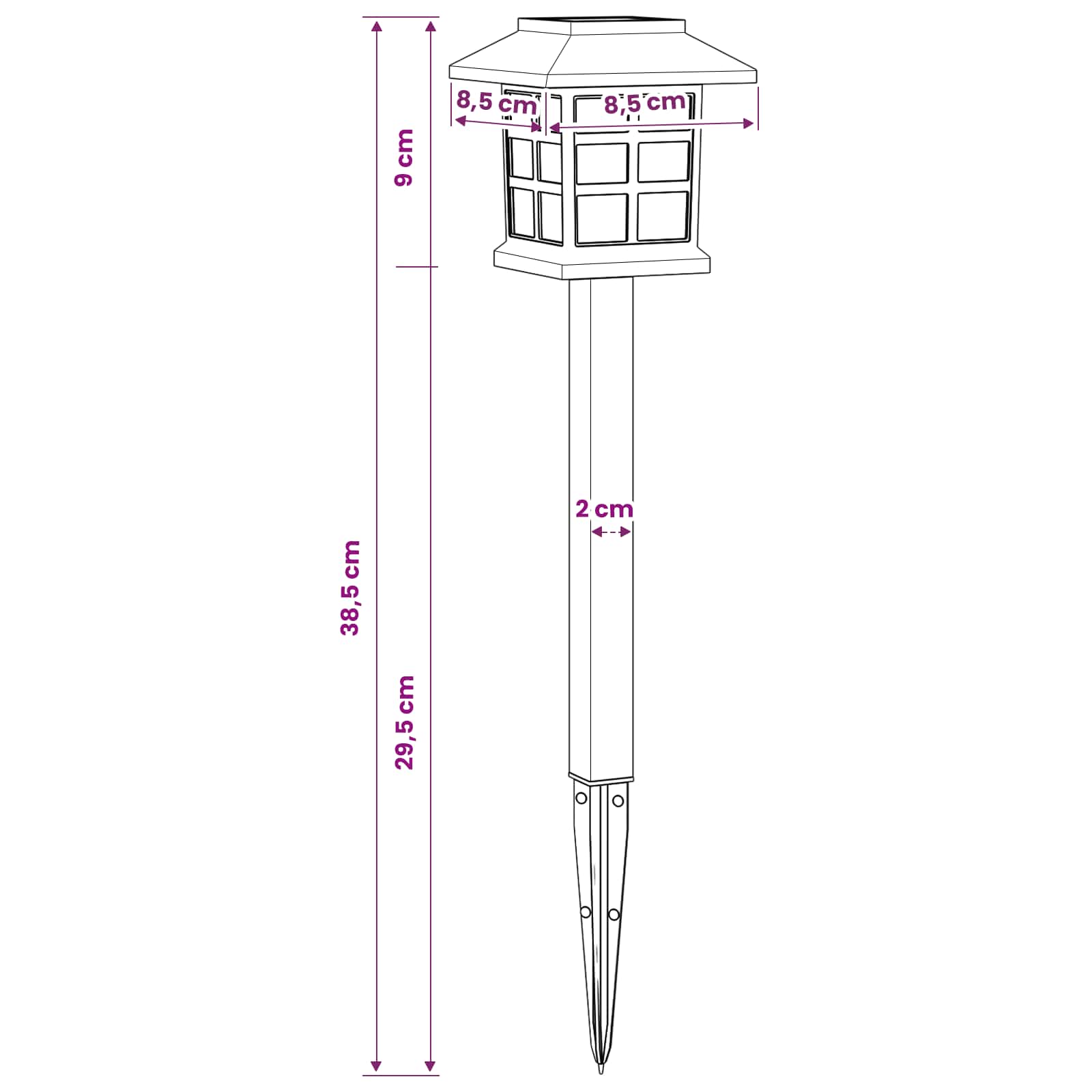 Buitenzonne-lampen met grondpin 12 st Warmwit 38,5 cm PP