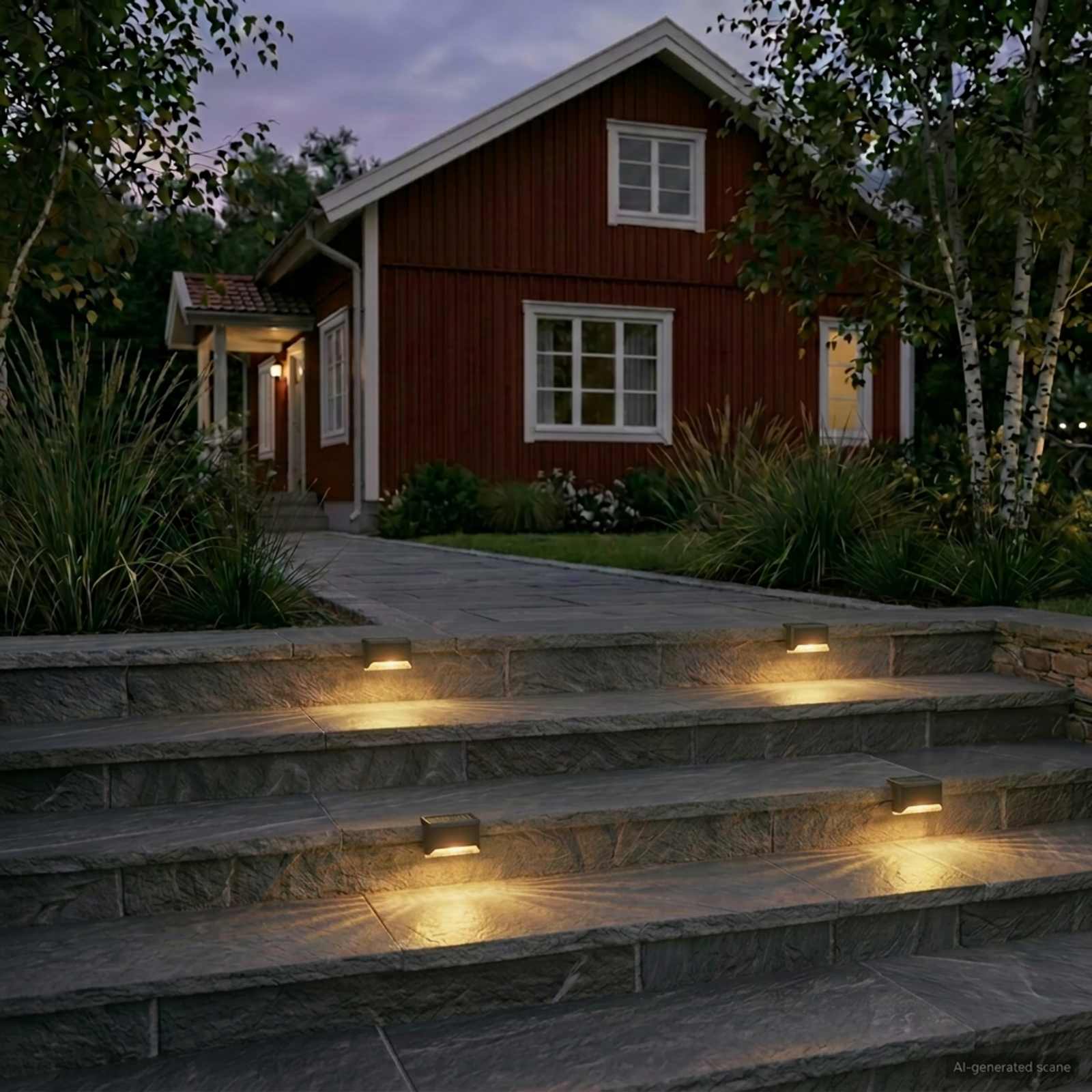 Buitenzonne-lampen met grondpin 4 st Warmwit 4,5 cm ABS en PS