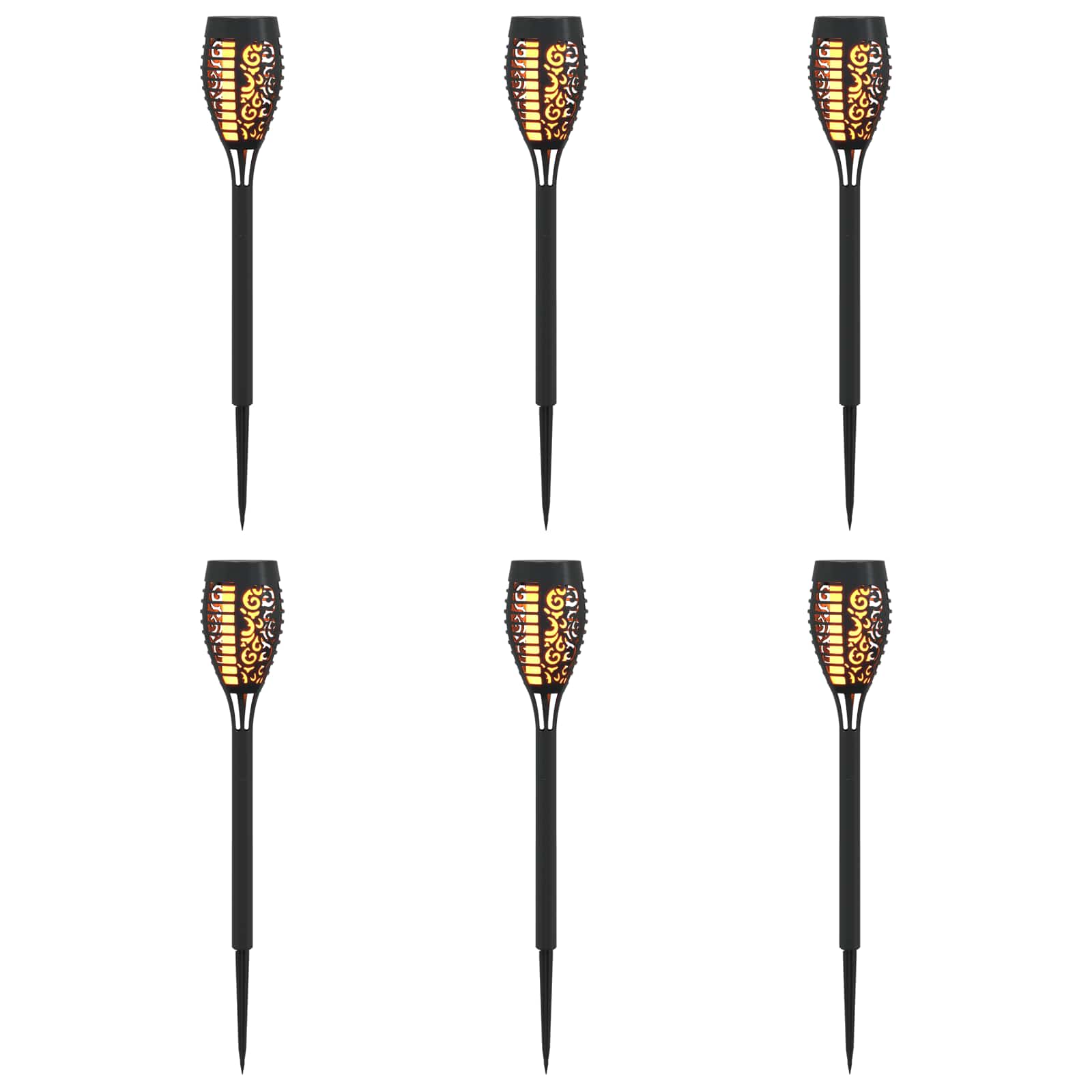 Buitenzonne-lampen met grondpin 6 st Warmwit 47,5 cm ABS