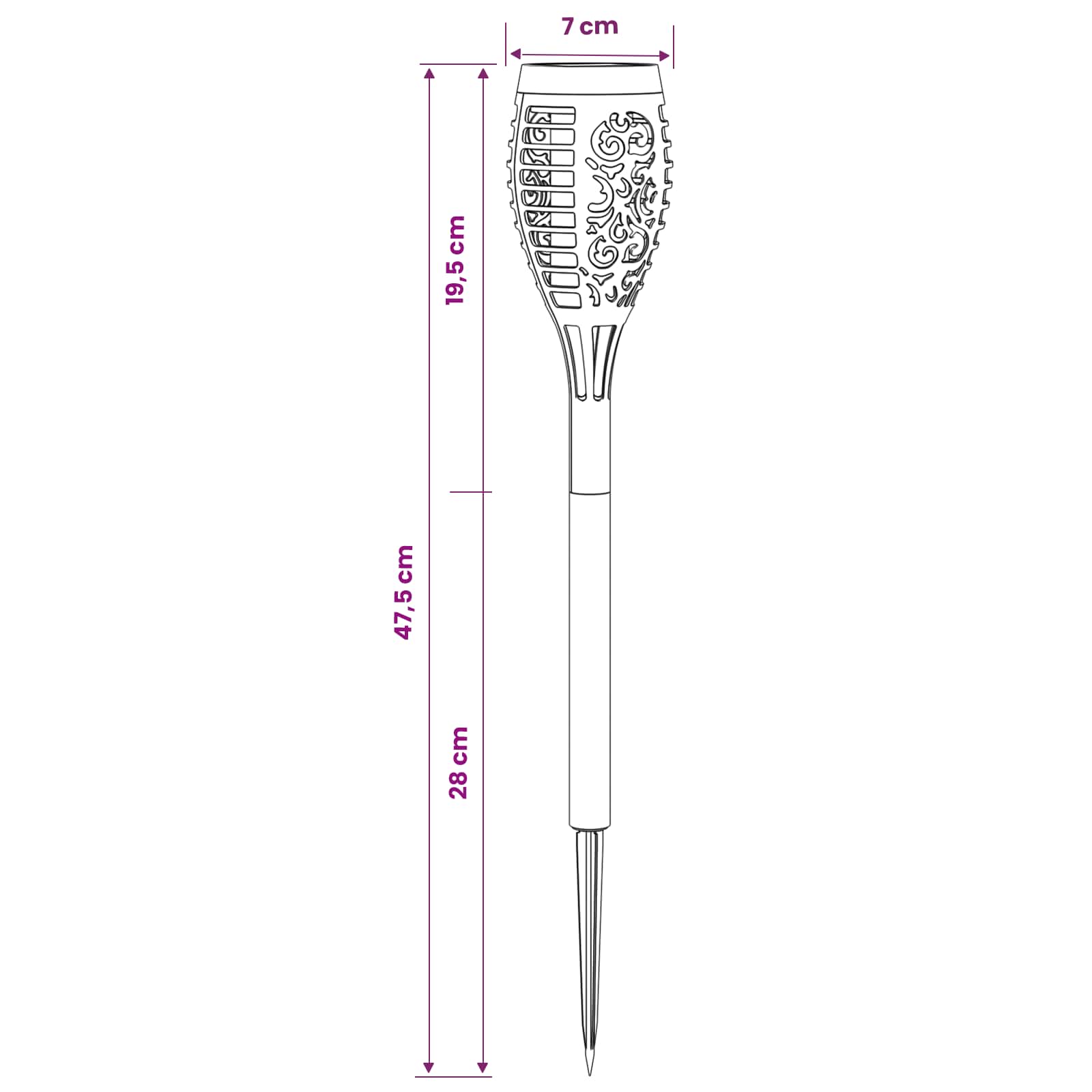 Buitenzonne-lampen met grondpin 6 st Warmwit 47,5 cm ABS