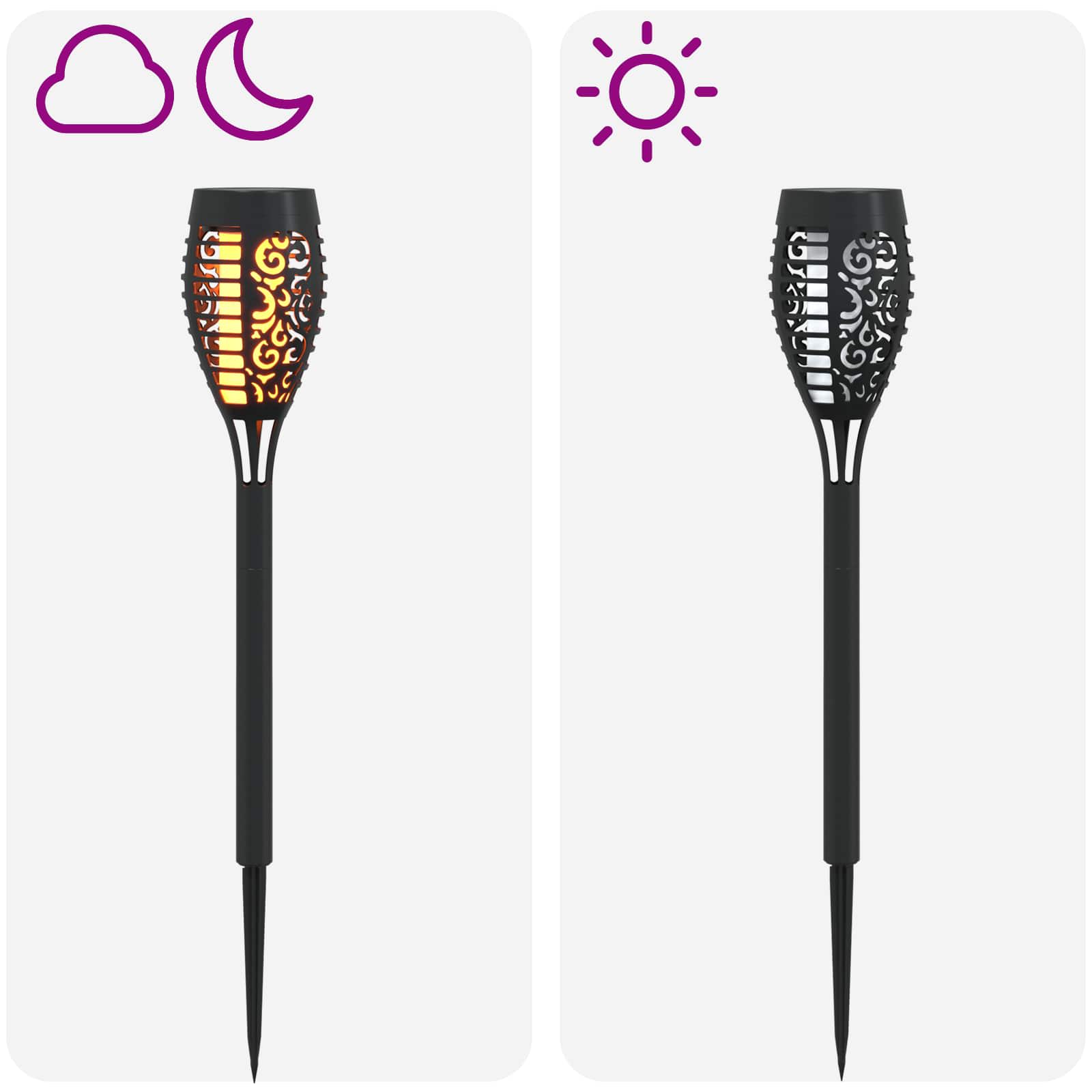 Buitenzonne-lampen met grondpin 12 st Warmwit 47,5 cm ABS