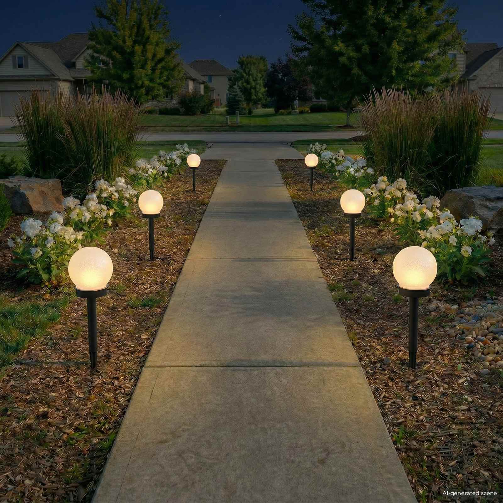 Buitenzonne-lampen met grondpin 4 st Warmwit 38,5 cm ABS