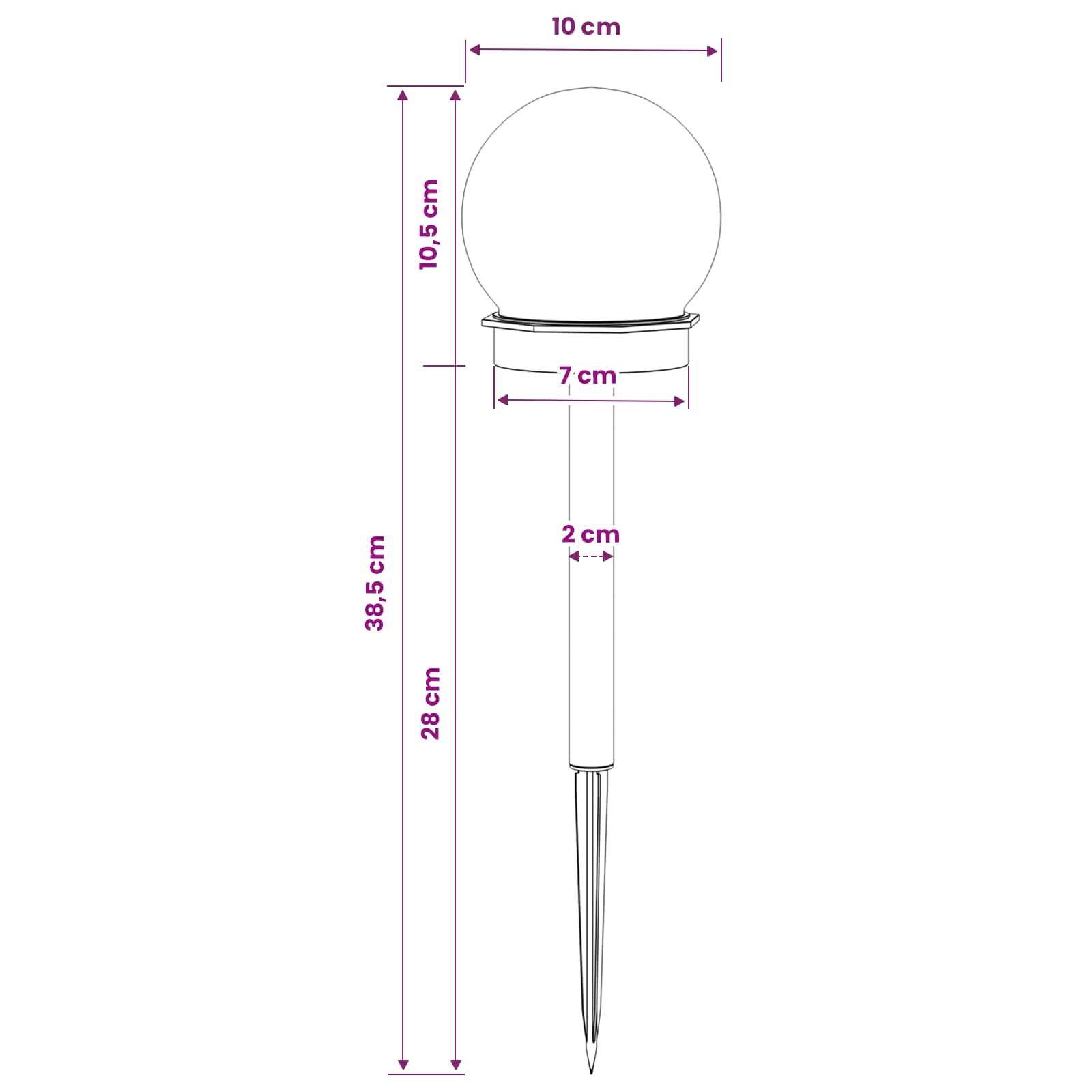 Buitenzonne-lampen met grondpin 8 st Warmwit 38,5 cm ABS