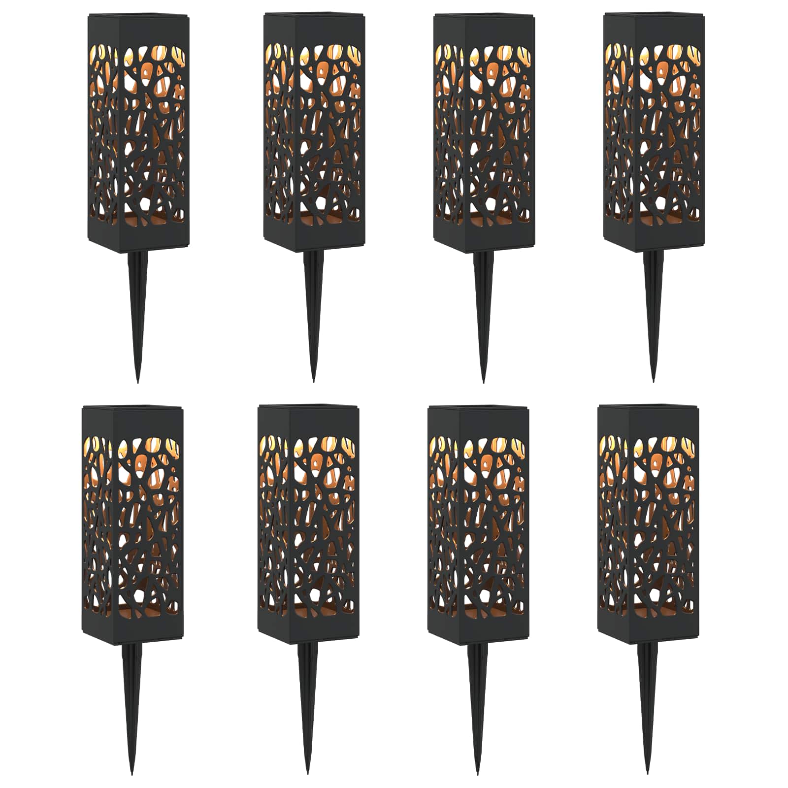 Buitenzonne-lampen met grondpin 8 st Warmwit 29 cm PP