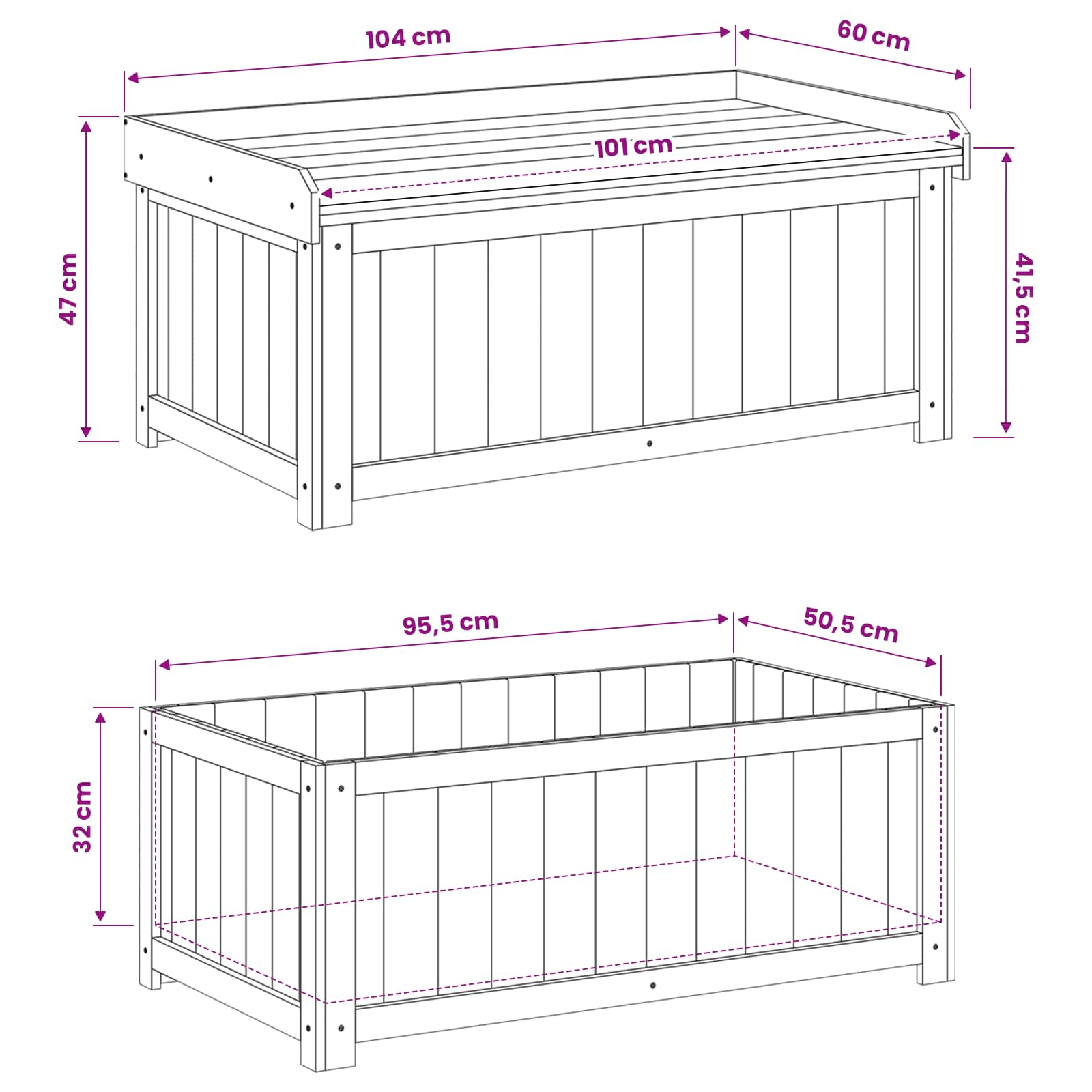 Buiten Kussenbox Geïmpregneerd grenenhout 104 x 60 x 47 cm