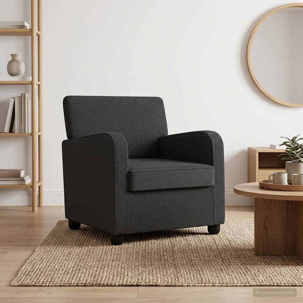 Fauteuil Donkergrijs Kunstlamswol