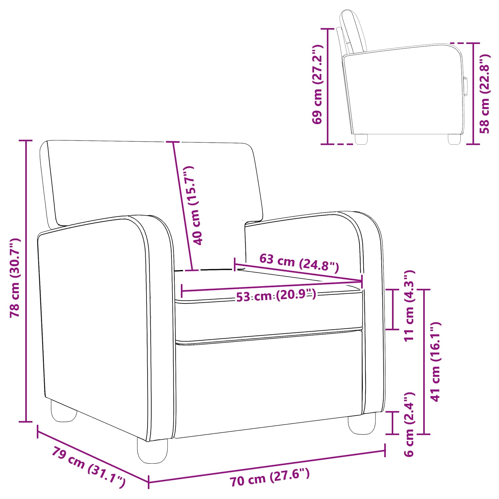 Fauteuil Donkergrijs Kunstlamswol
