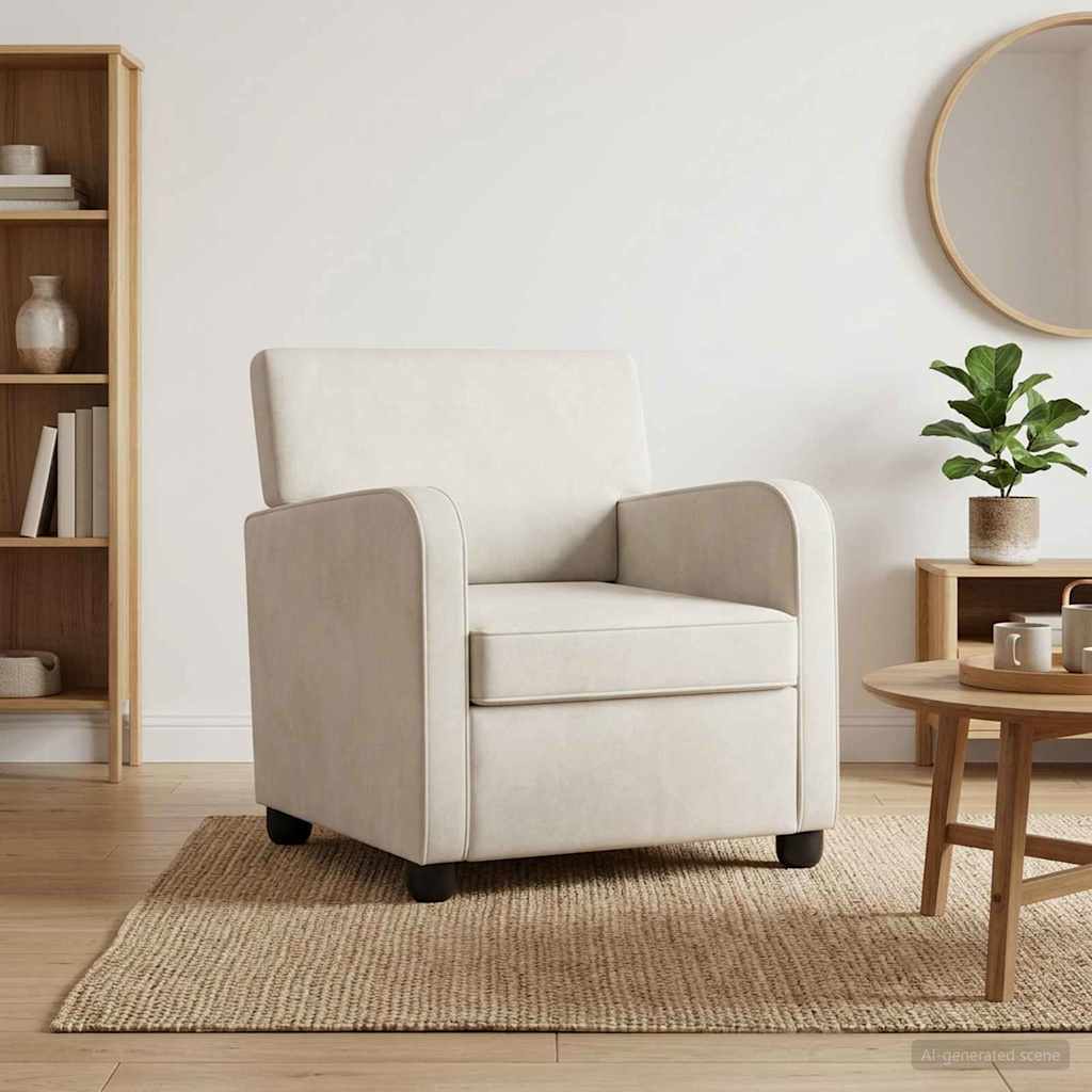 Fauteuil Crèmekleurig fluweel