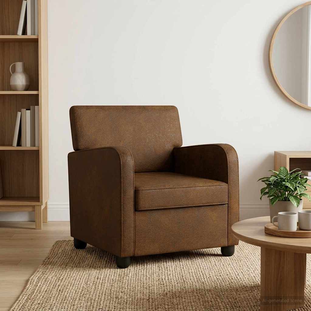 Fauteuil Bruin Nep Suede Leer