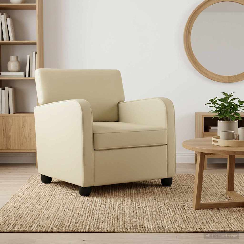 Fauteuil Crèmekleurig Kunstleer