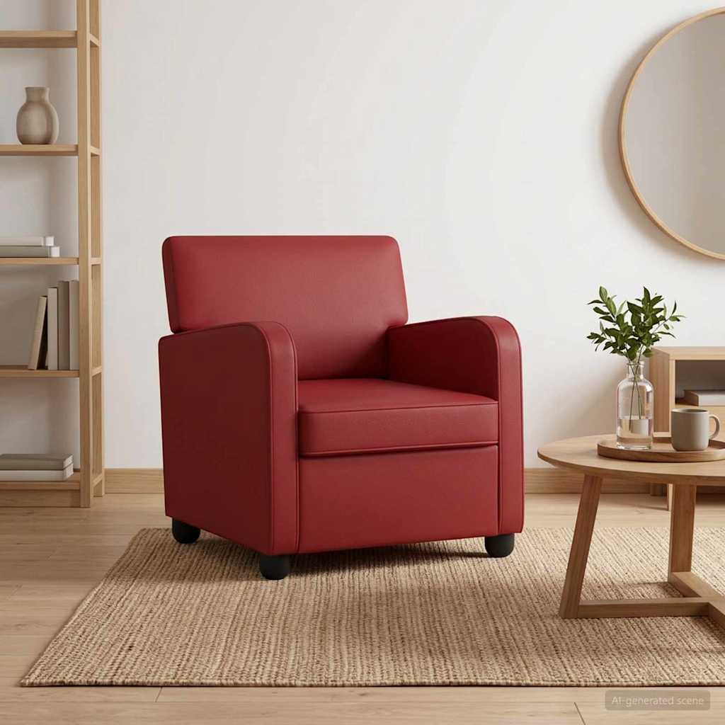 Fauteuil Wijnrood Kunstleer