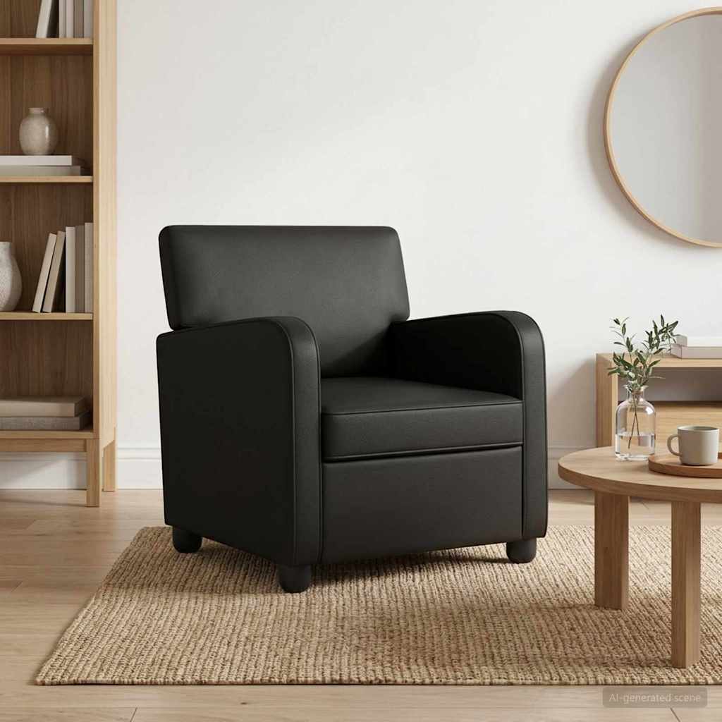 Fauteuil Zwart Kunstleer