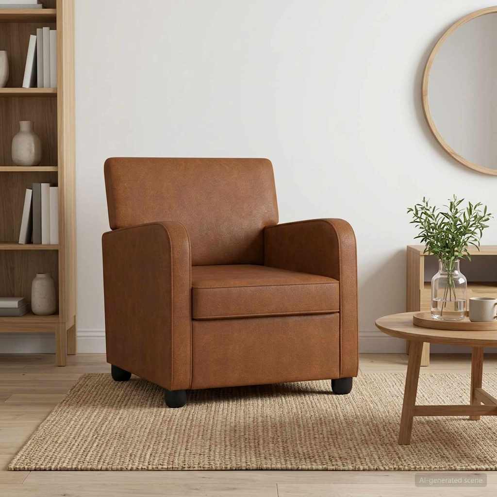 Fauteuil Antiek Bruin Kunstleer