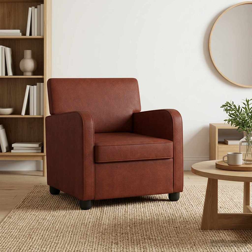Fauteuil Antiek glanzend bruin Kunstleer