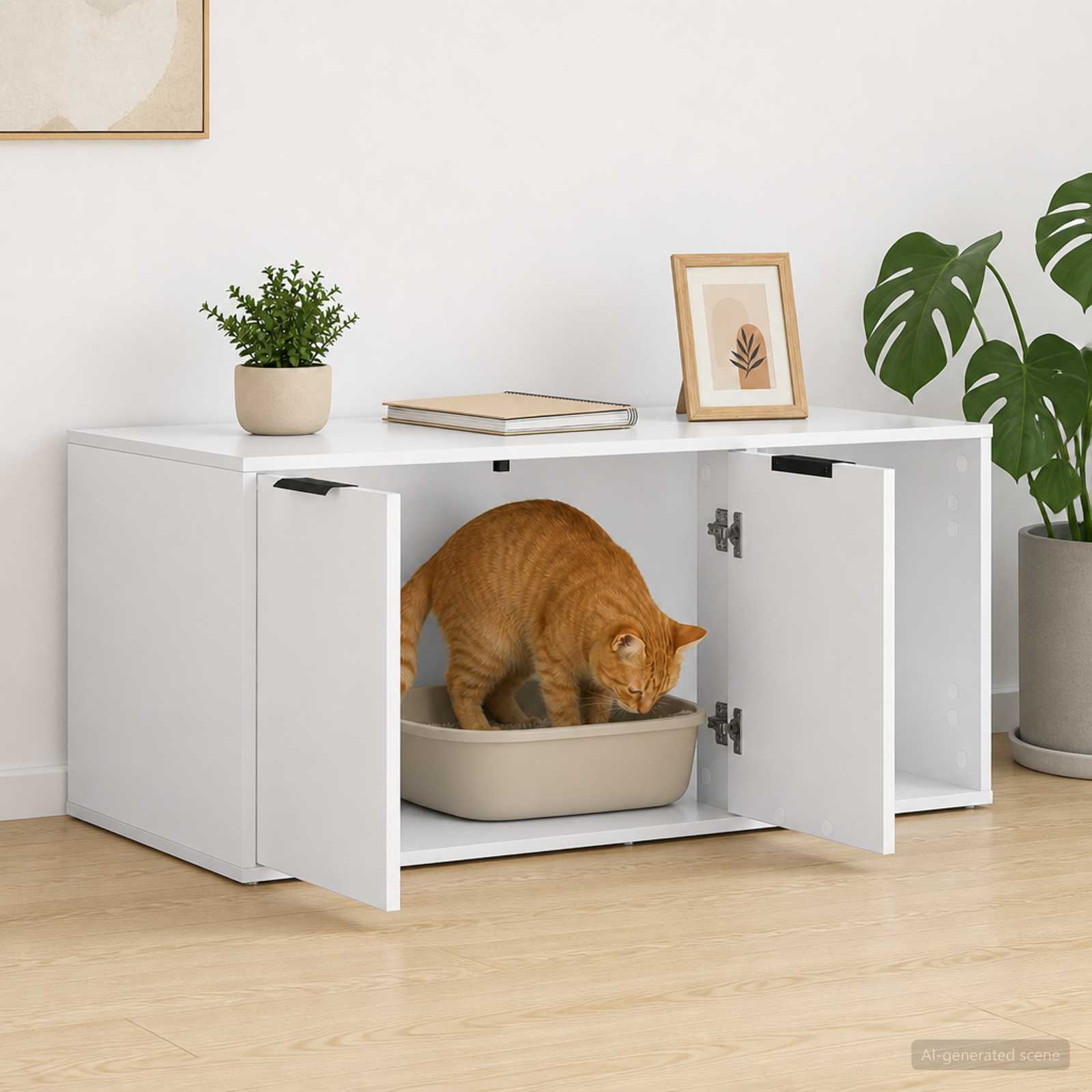 Kattenkrat meubel Wit 100 x 49 x 45 cm Bewerkt hout