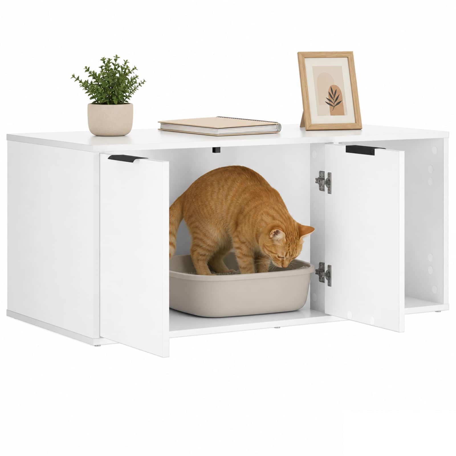 Kattenkrat meubel Wit 100 x 49 x 45 cm Bewerkt hout