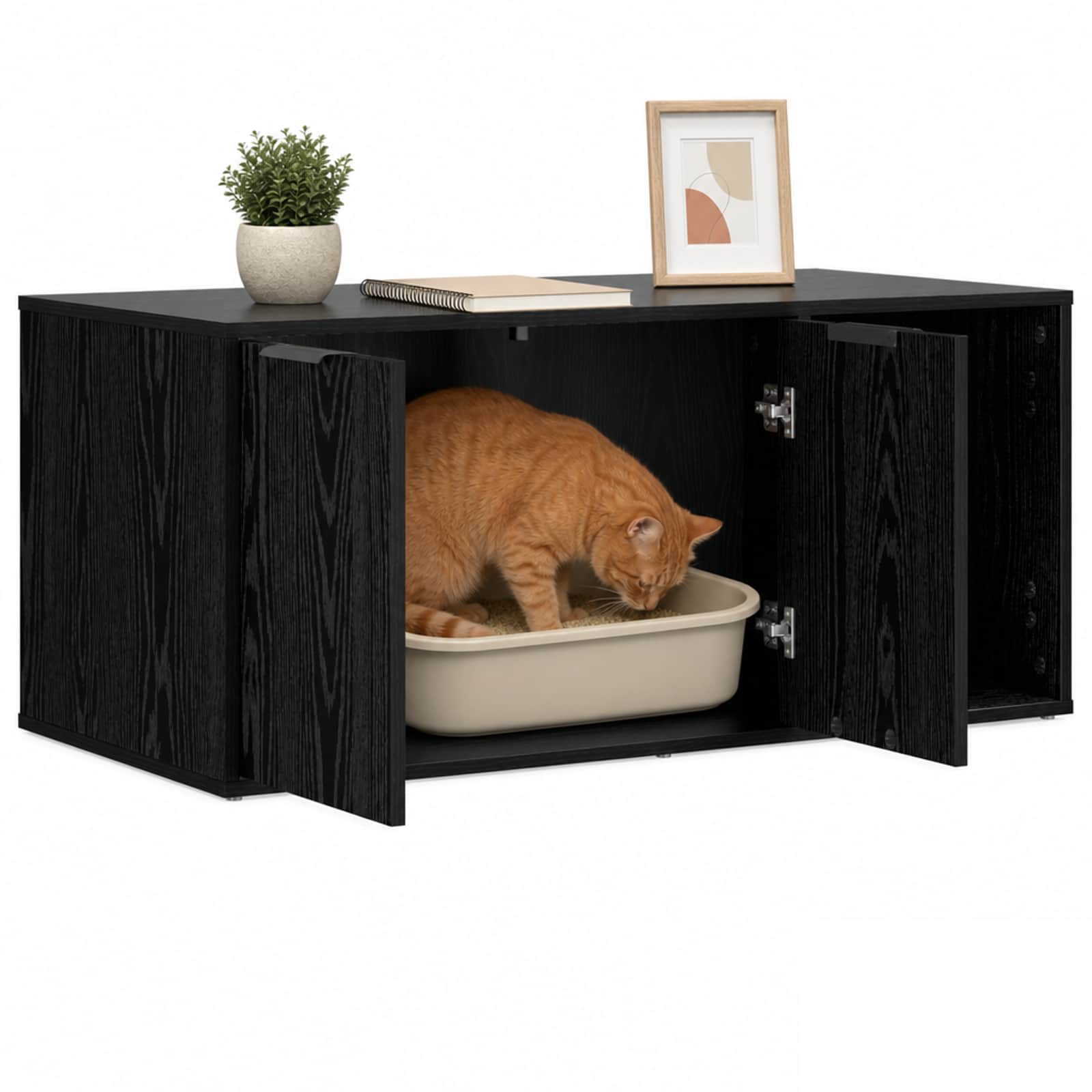 Kattenkrat meubel Zwart eiken 100 x 49 x 45 cm Bewerkt hout