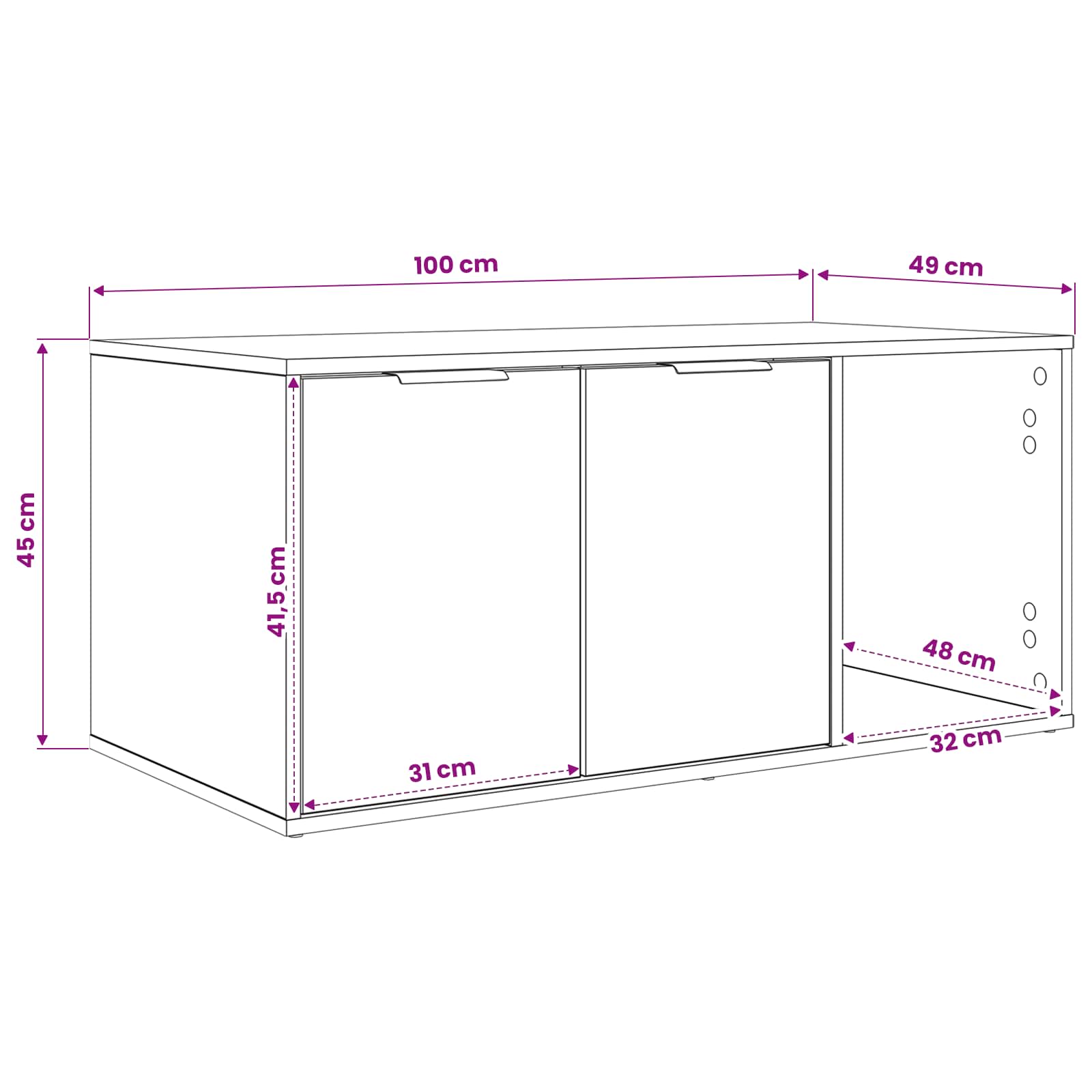 Kattenkrat meubel Betongrijs 100 x 49 x 45 cm Bewerkt hout