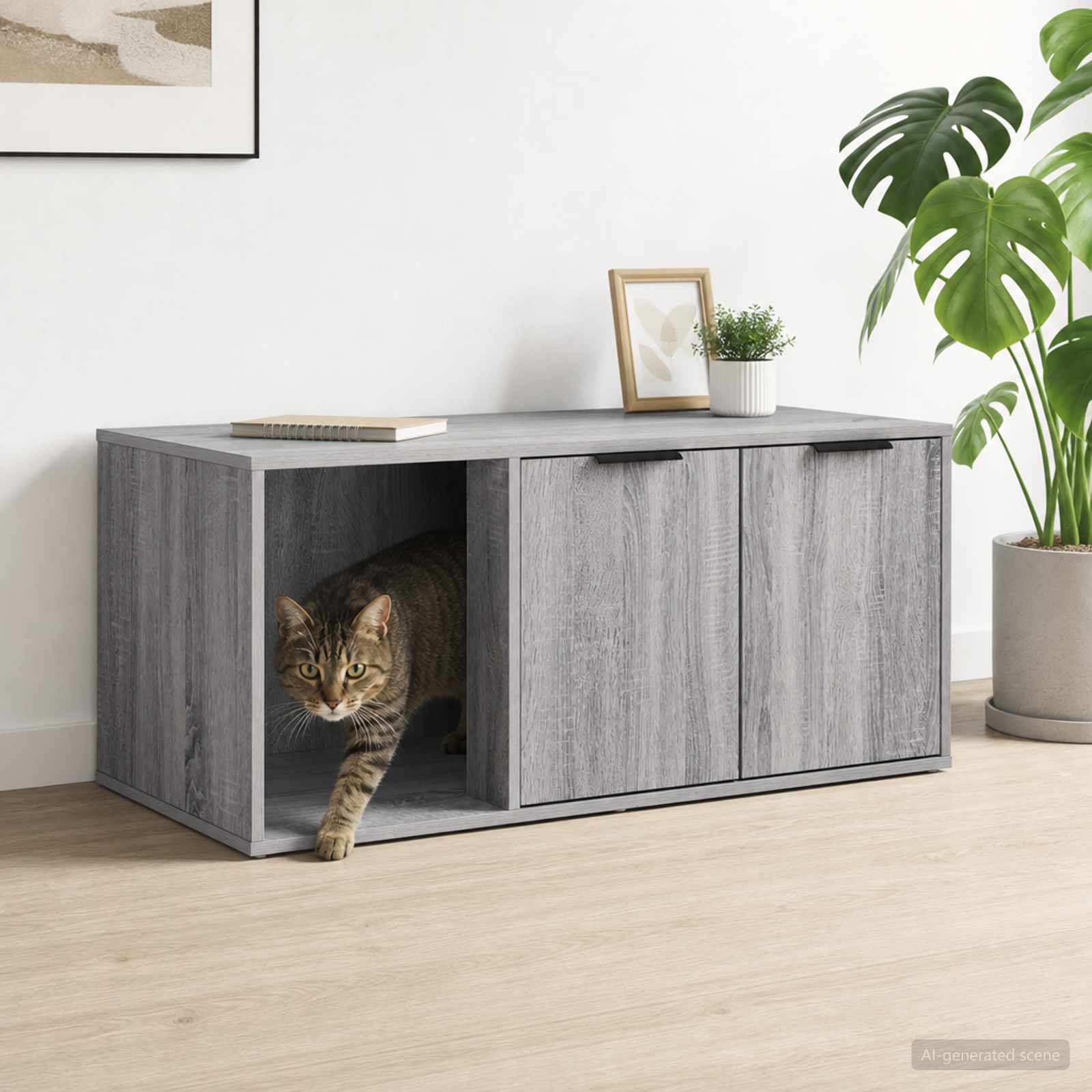 Kattenkrat meubel Grijs Sonoma 100 x 49 x 45 cm Bewerkt hout