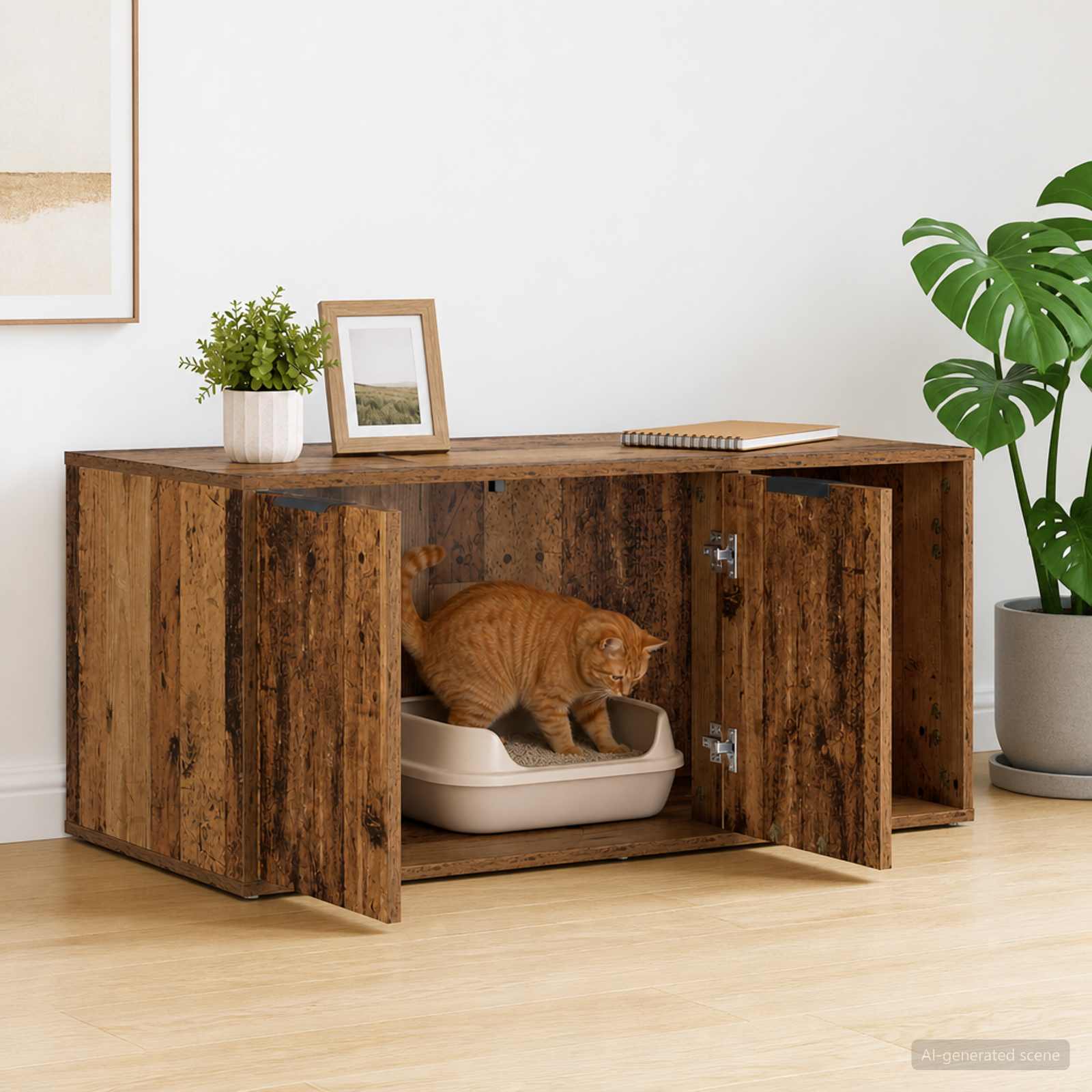 Kattenkrat meubel Oud hout 100 x 49 x 45 cm Bewerkt hout