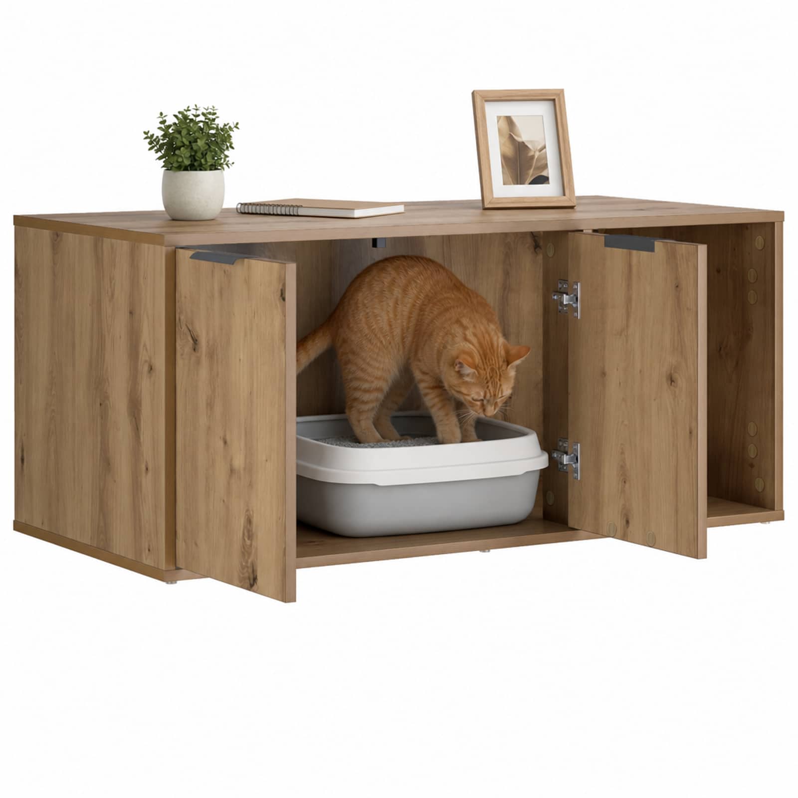 Kattenkrat meubel Artisanaal eiken 100 x 49 x 45 cm