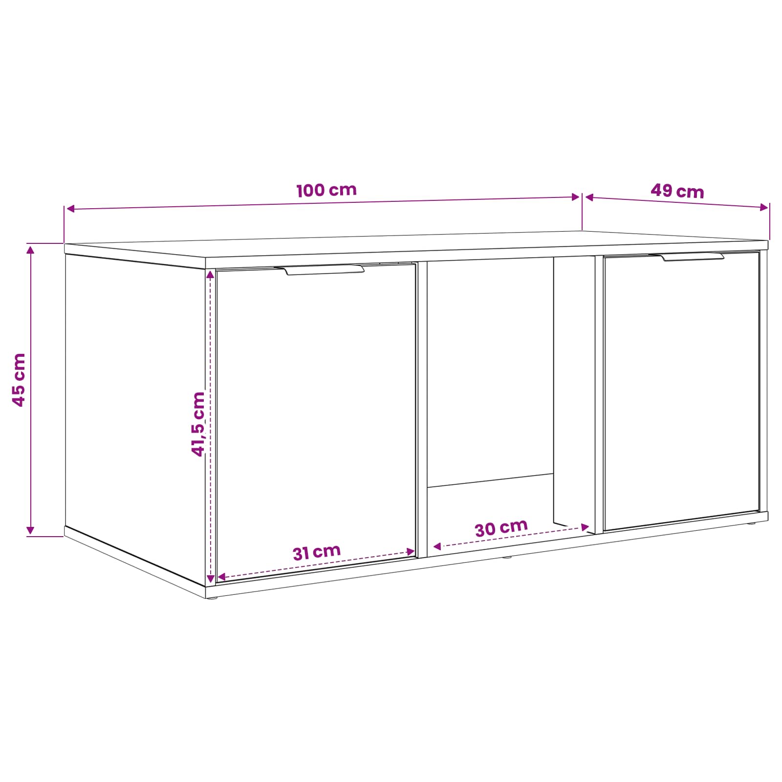Kattenkrat meubel Sonoma Eiken 100 x 49 x 45 cm Bewerkt hout
