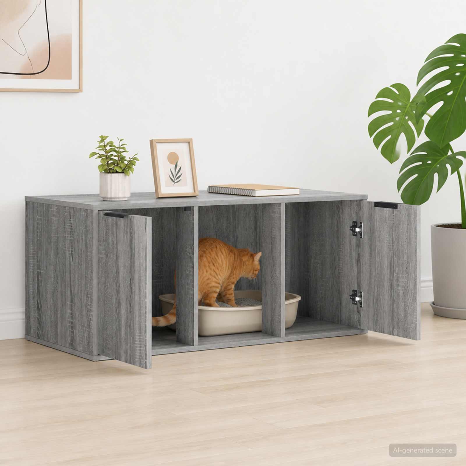 Kattenkrat meubel Grijs Sonoma 100 x 49 x 45 cm Bewerkt hout