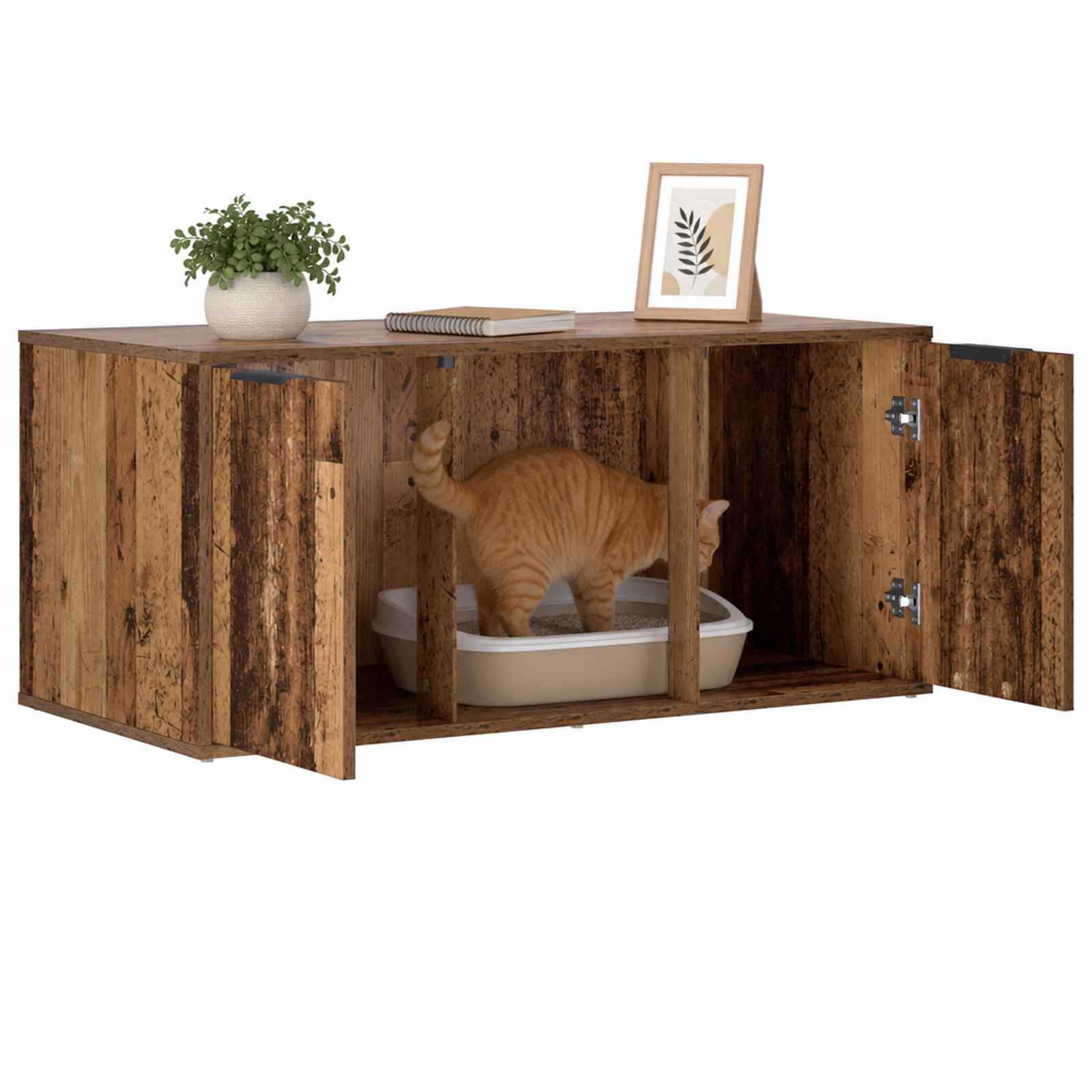 Kattenkrat meubel Oud hout 100 x 49 x 45 cm Bewerkt hout