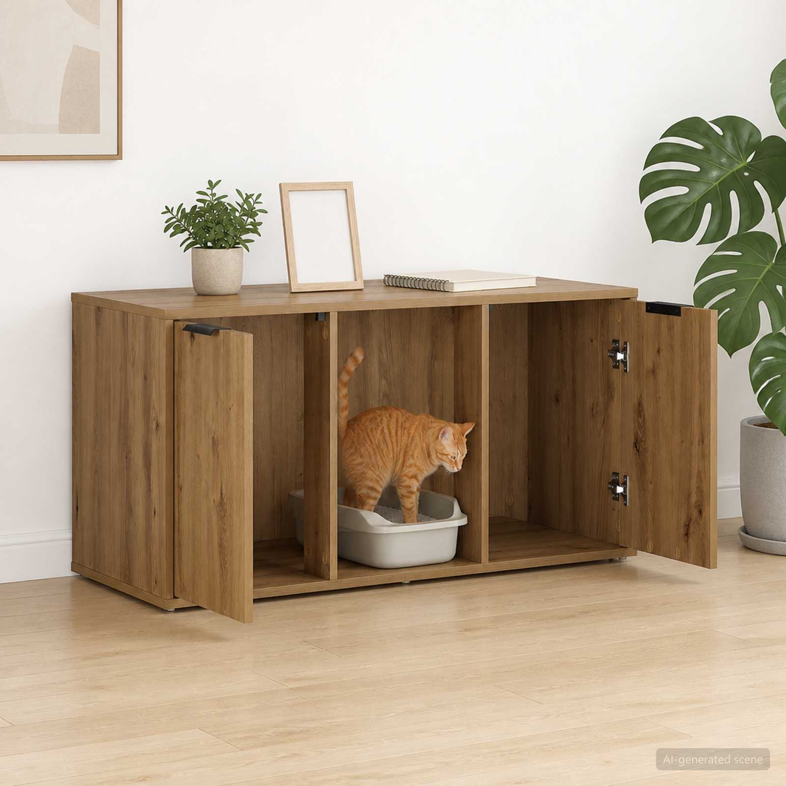Kattenkrat meubel Artisanaal eiken 100 x 49 x 45 cm