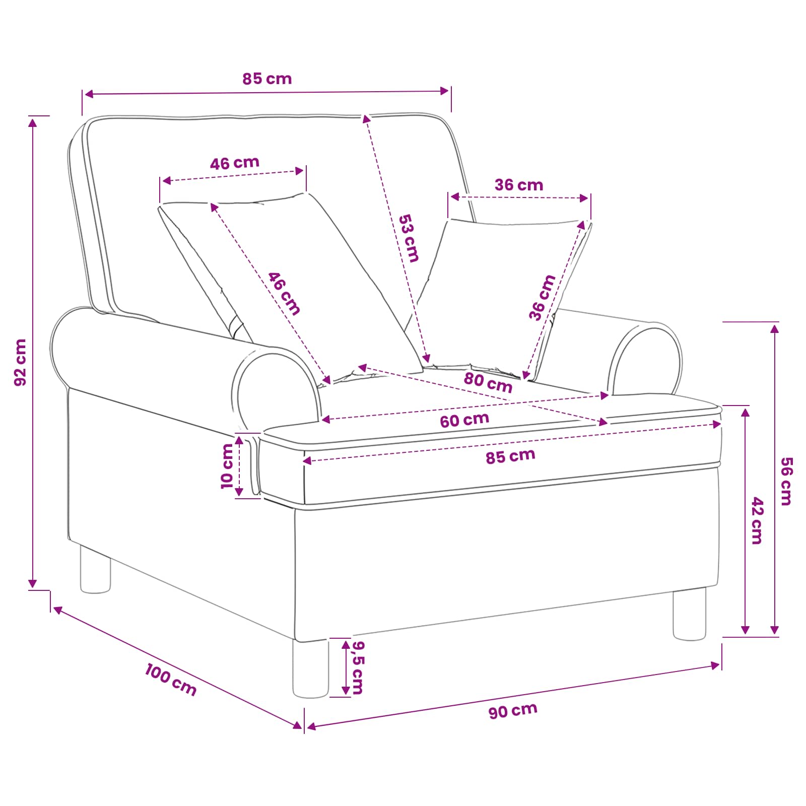 XL fauteuil met kussens Crèmekleurig Stof