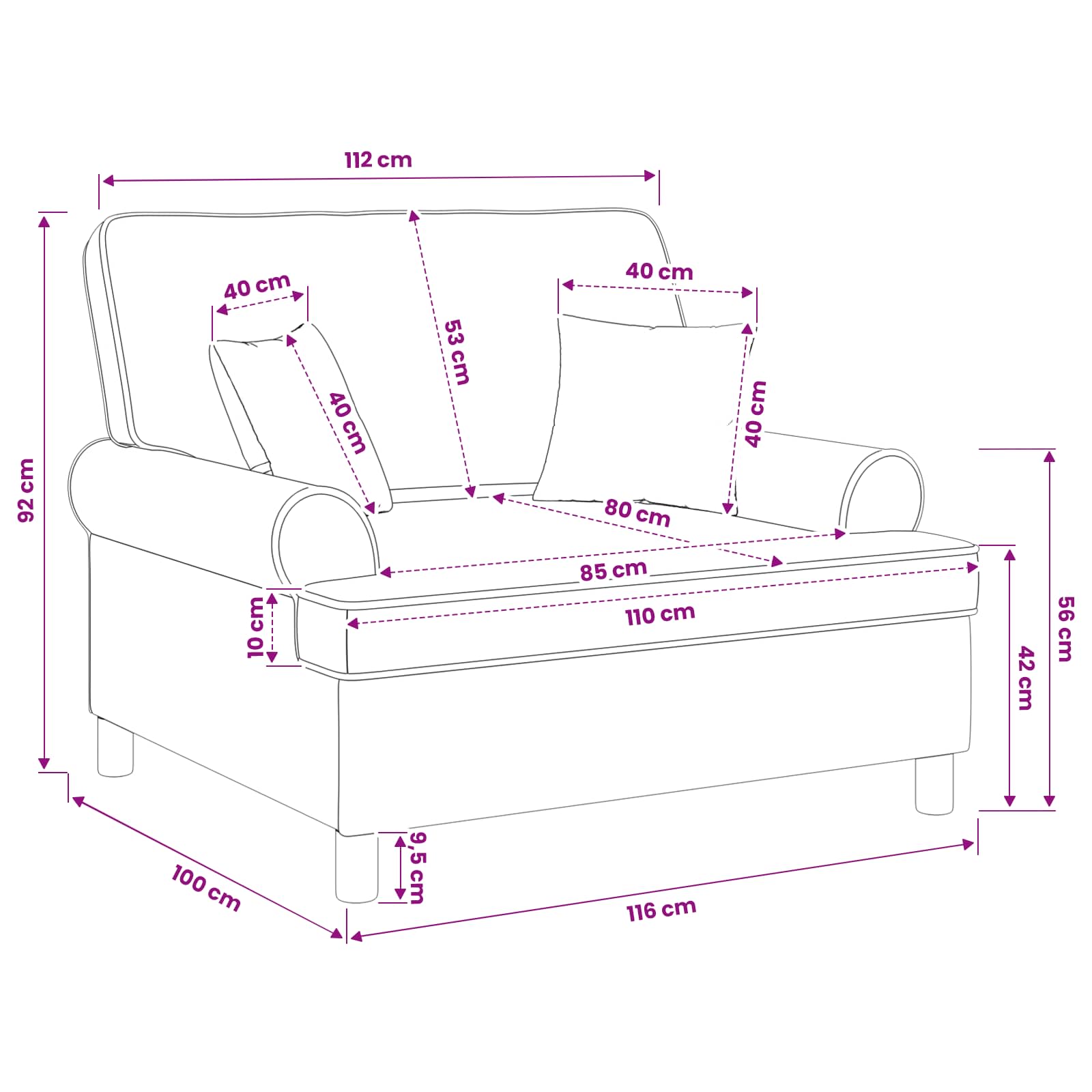Fauteuil met kussens Crèmekleurig Stof