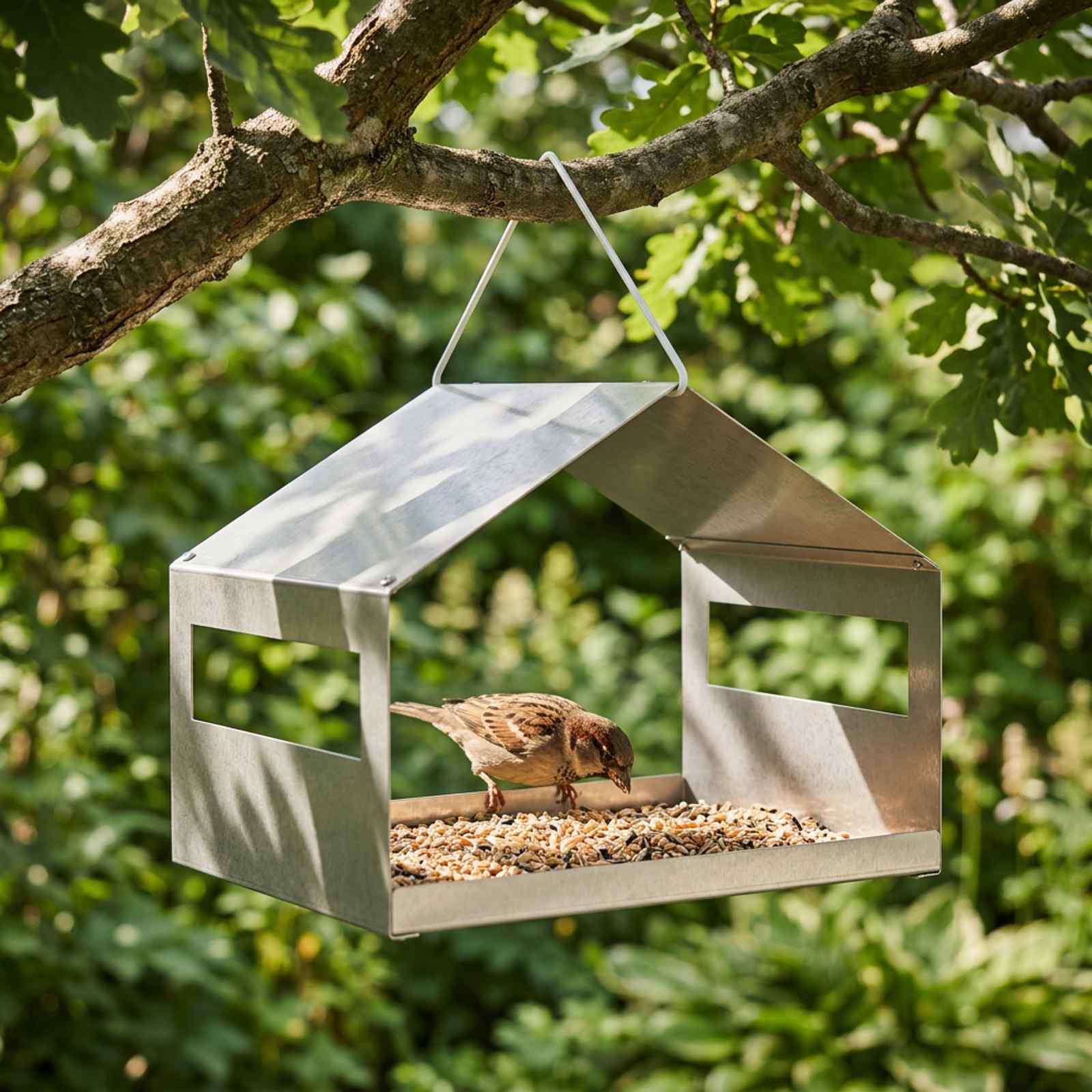 Hangend vogelhuisje Roestvrij staal zilver