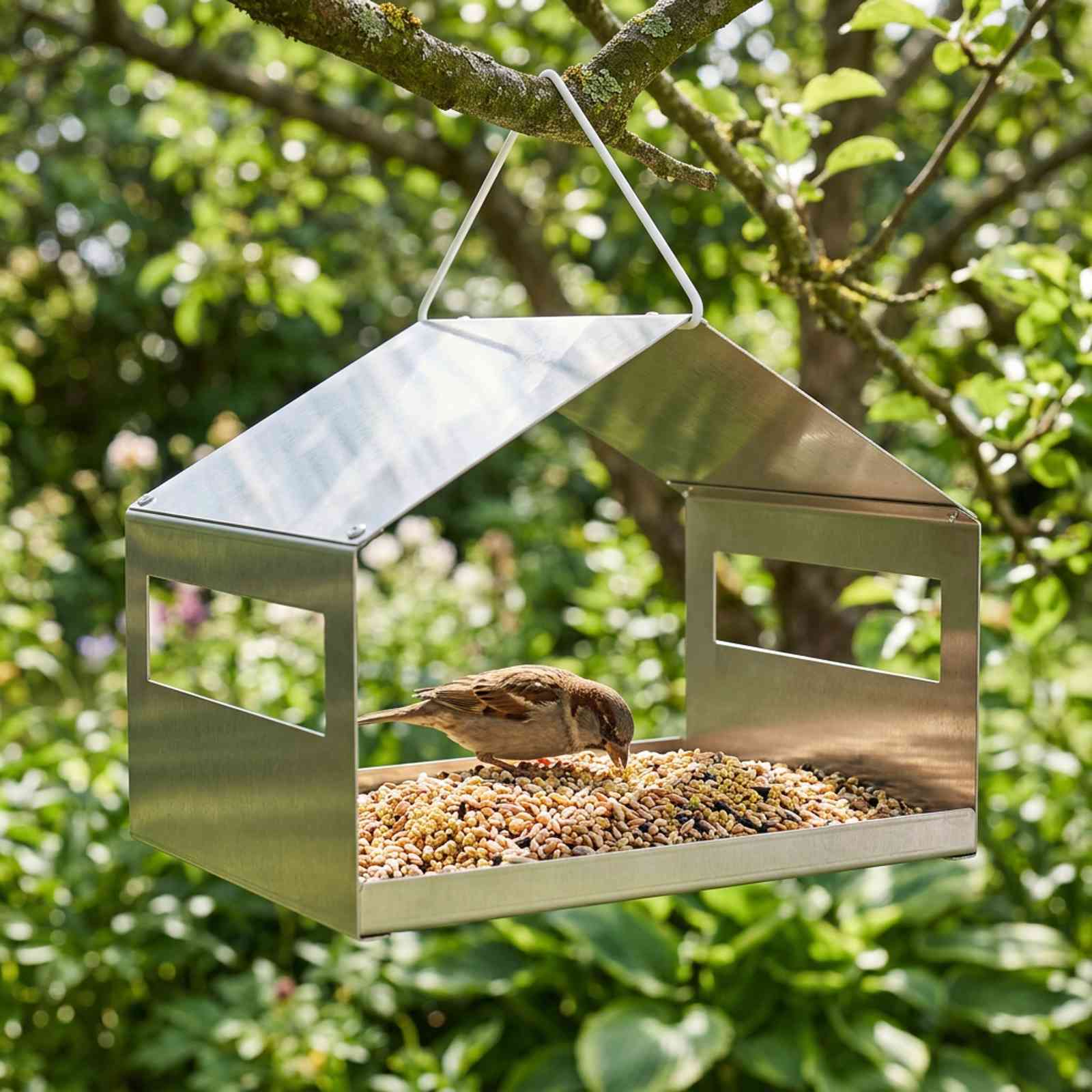 Hangend vogelvoederhuisje Gegalvaniseerd staal zilver