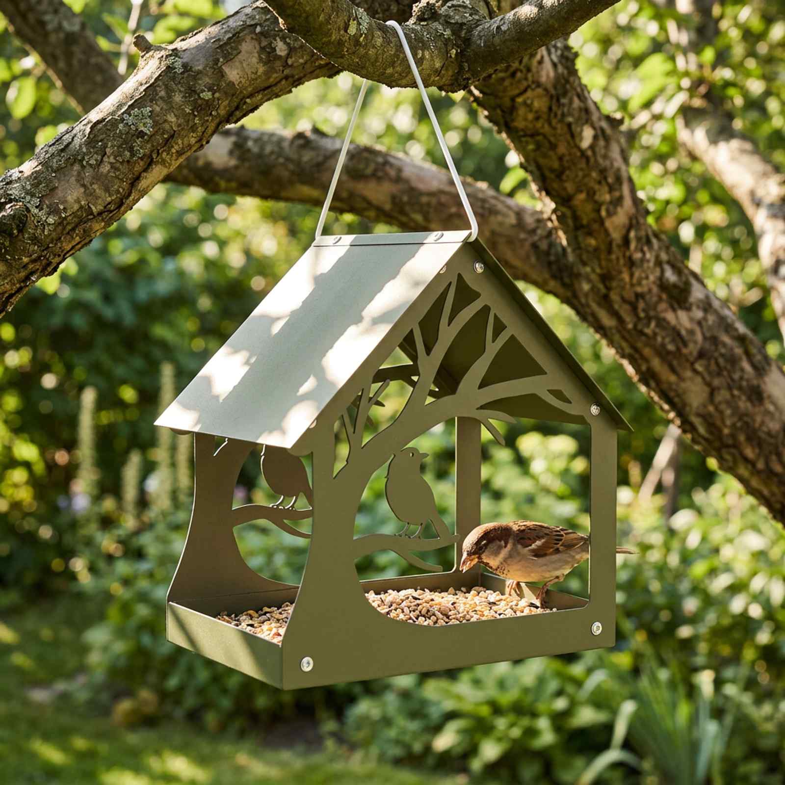 Hangend vogelvoederhuisje Staal Olijfgroen