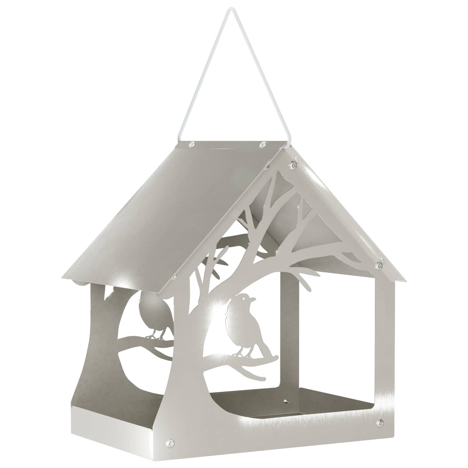 Hangend vogelvoederhuisje Roestvrij staal zilver