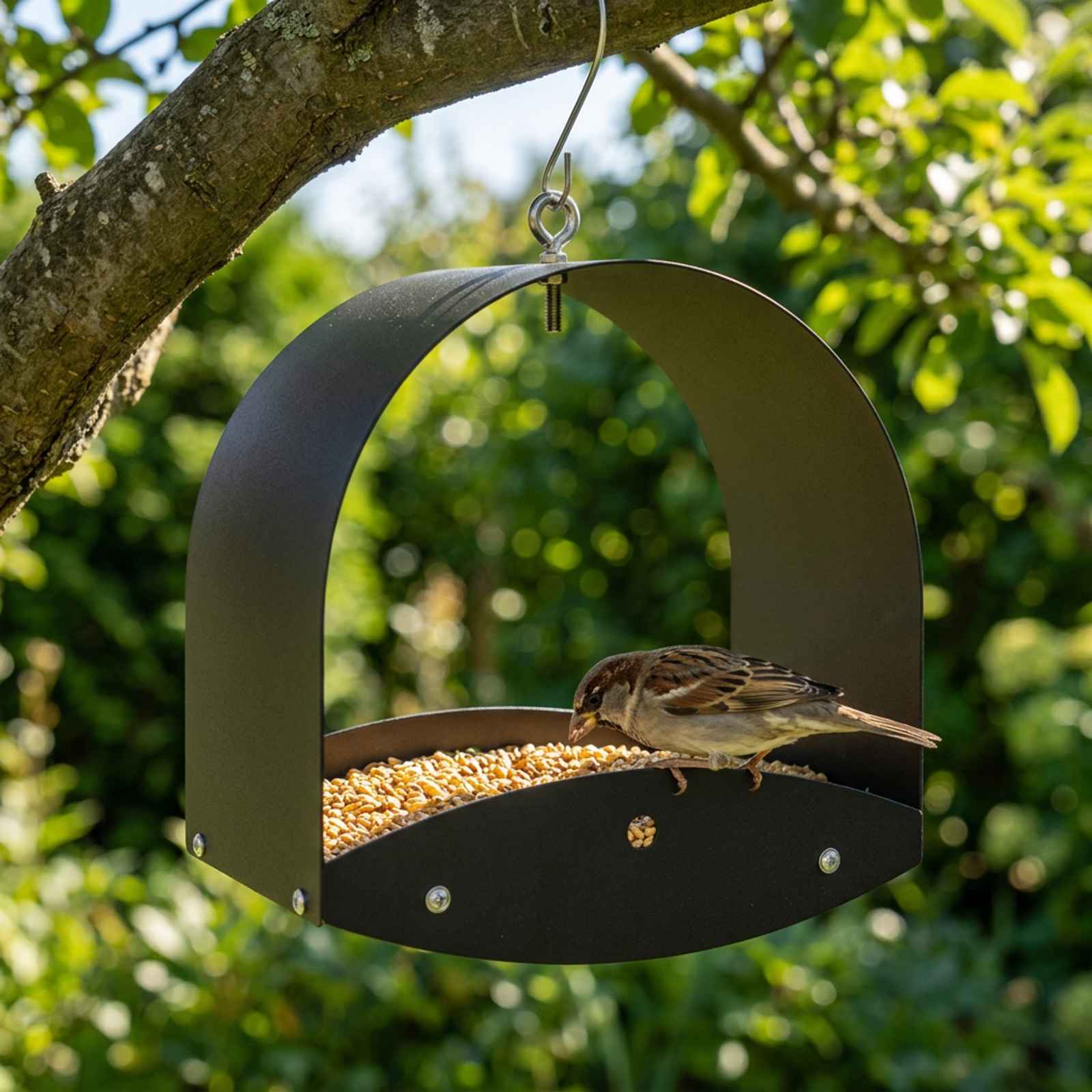 Hangend vogelvoederhuisje Staal Zwart