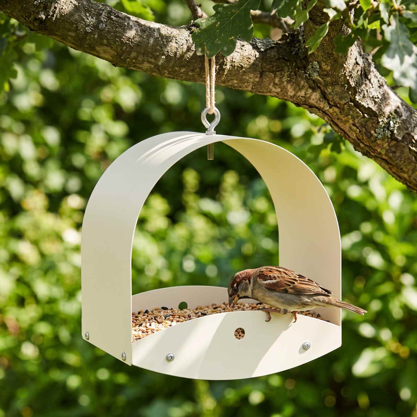 Hangend vogelvoederhuisje Staal Wit