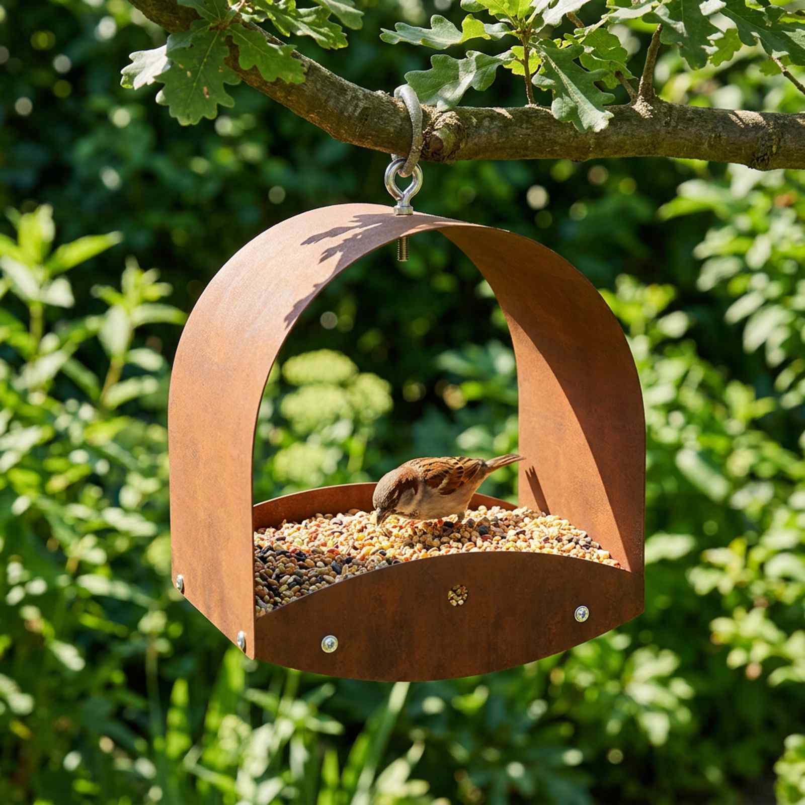 Hangend vogelvoederhuisje weervast staal Roestkleurig