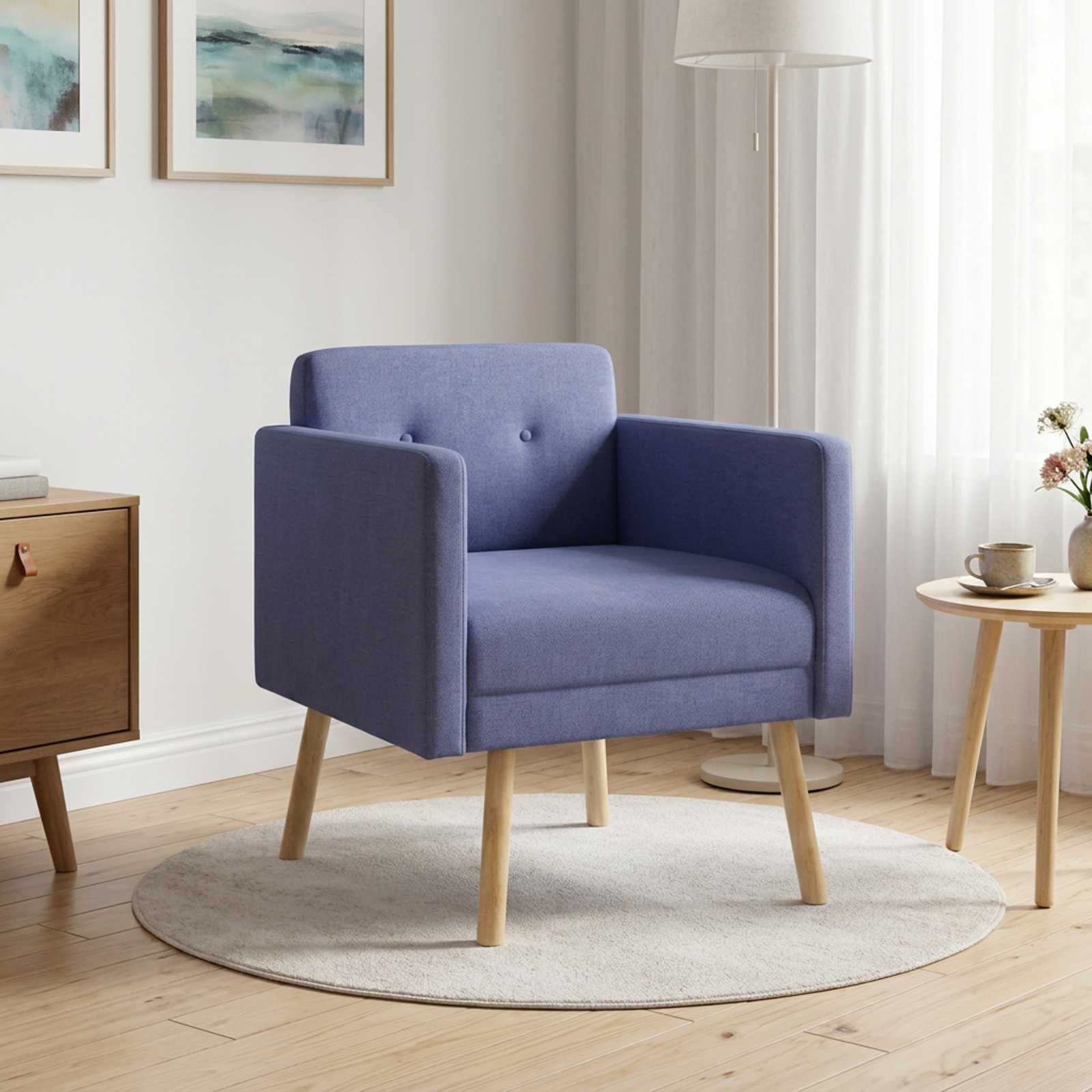 Accentstoel Jeans Blauw Stof