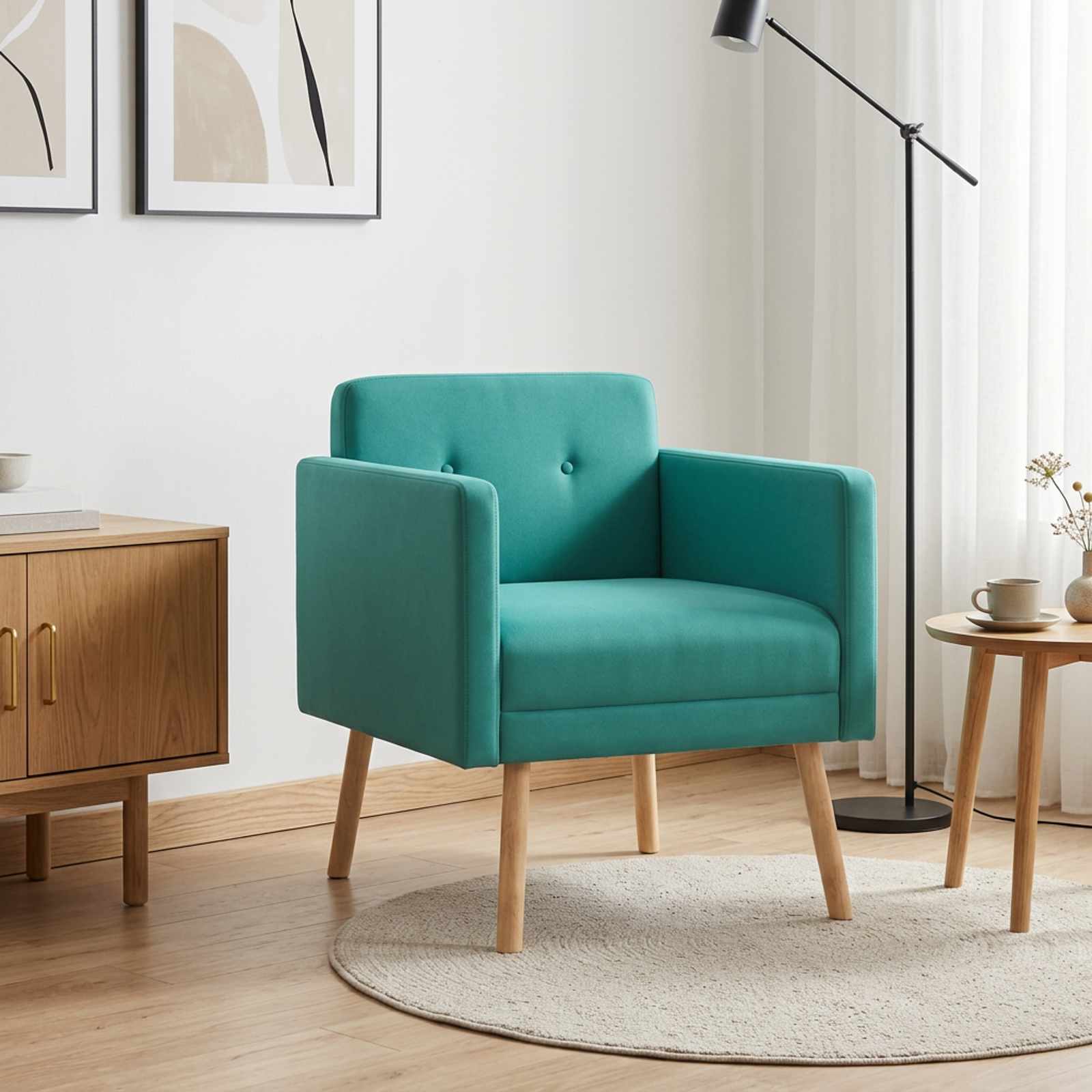 Accentstoel Turquoise fluweel