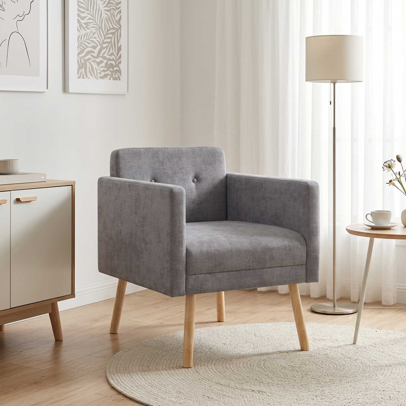 Accentstoel Lichtgrijs Chenille Stof