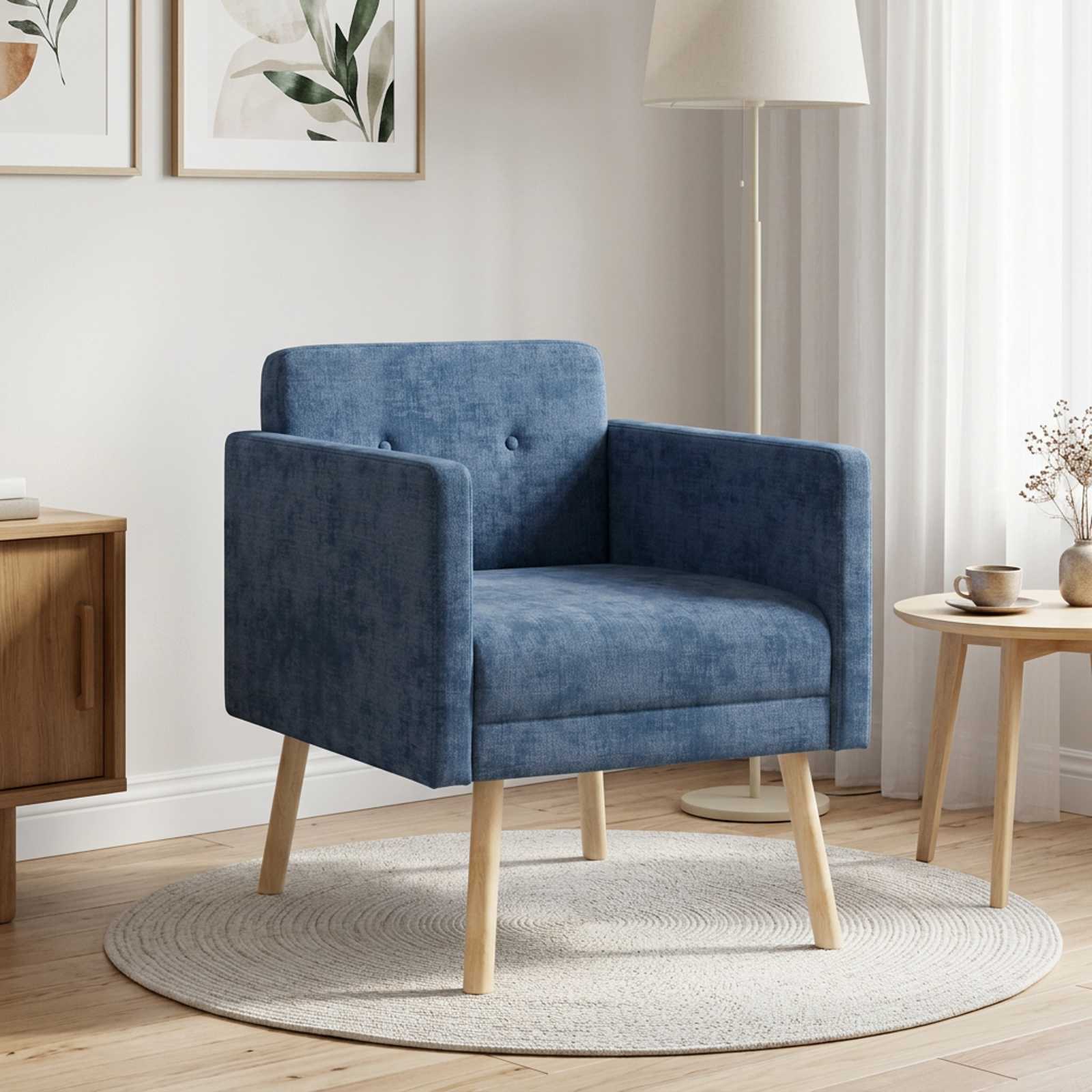Accentstoel Blauw Chenille Stof