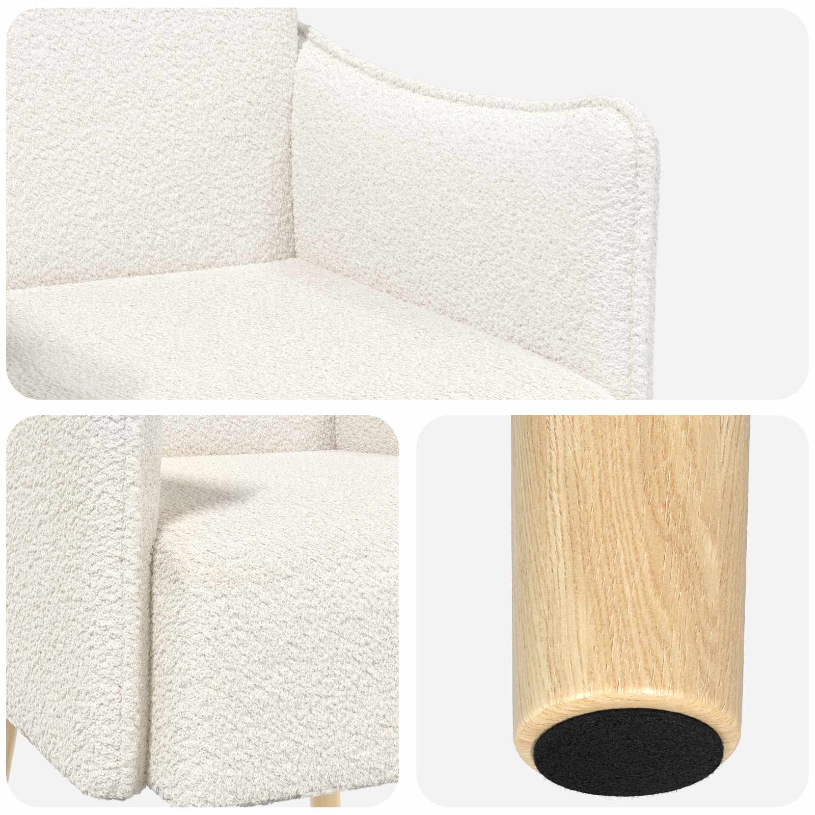 Accentstoel Crèmekleurig Bouclé