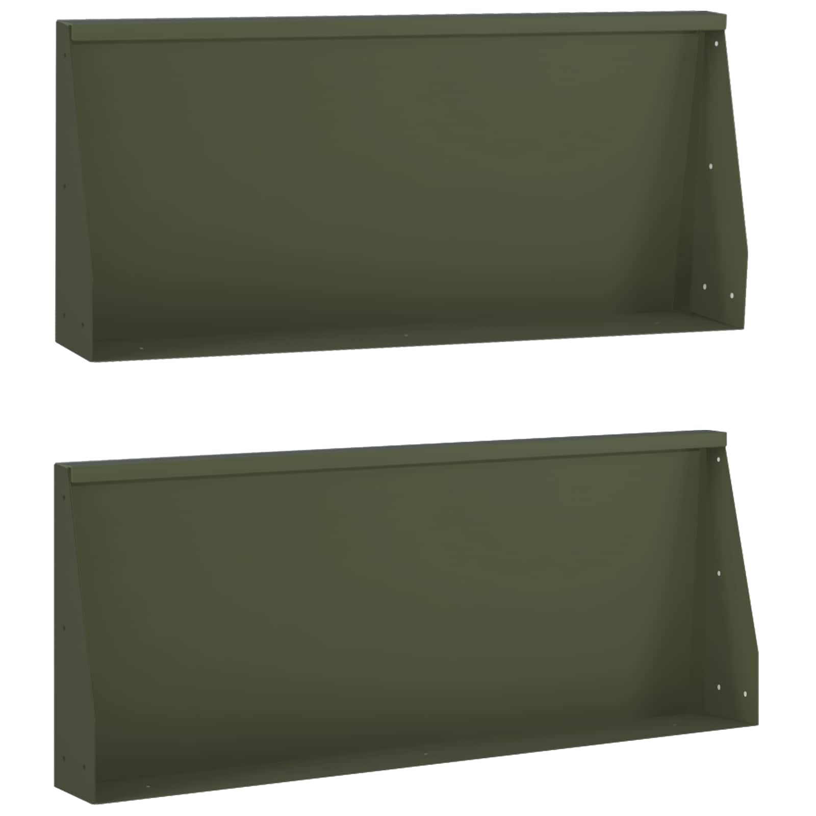 Keerwand 2 st 100 x 12 x 50 cm Staal Olijfgroen