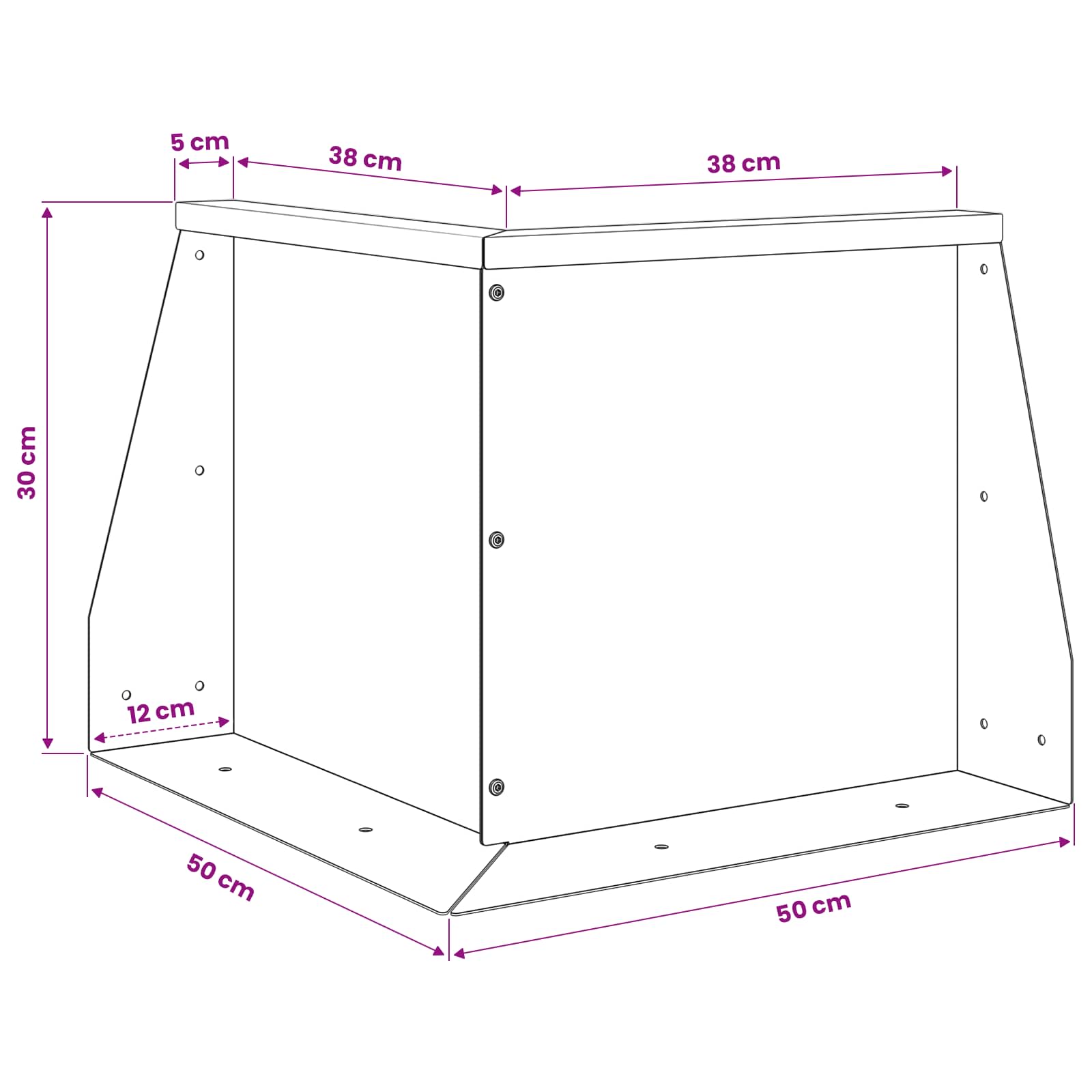 Keerwand 2 st 50 x 50 x 30 cm Staal Wit