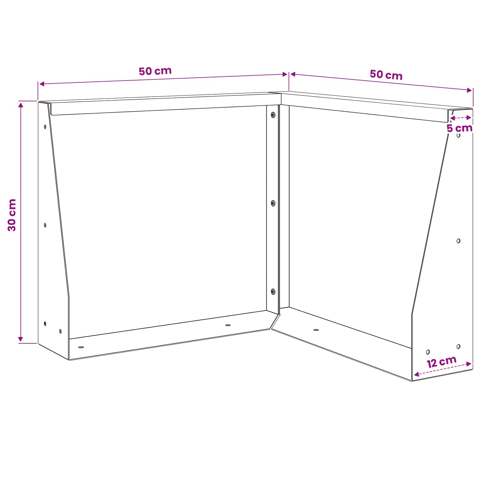Keerwand 50 x 50 x 30 cm Staal Zwart