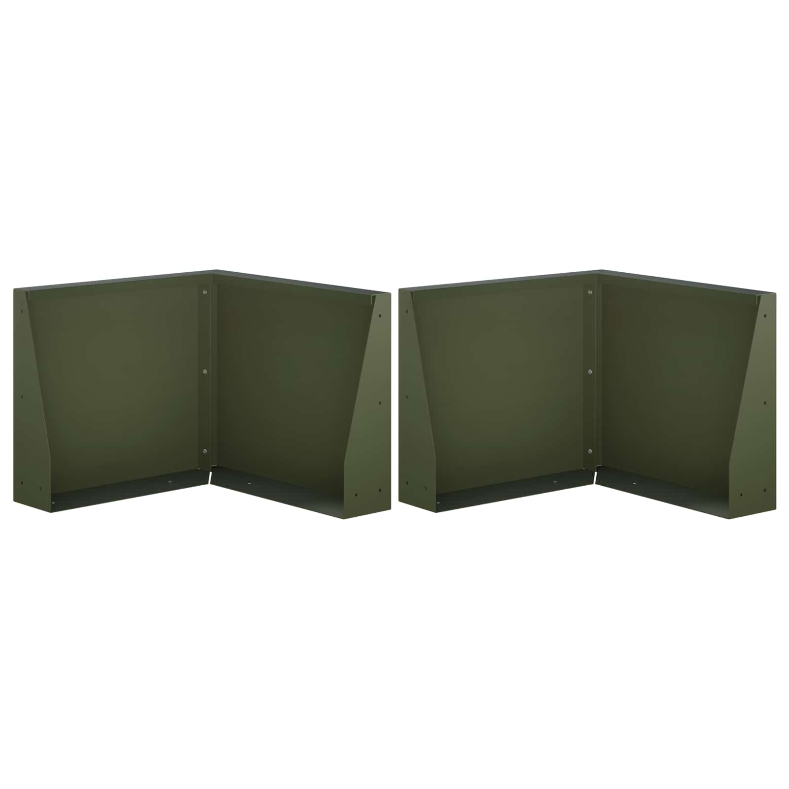 Keerwand 2 st 50 x 50 x 30 cm Staal Olijfgroen